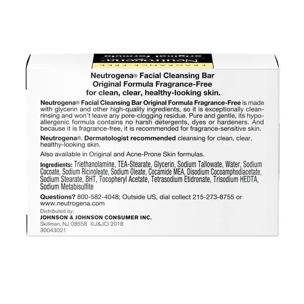 image:imageNeutrogena Original Transparent Facial Cleansing Bar FragranceFree Glycerin Face Wash Bar Soap for Gentle Daily Cleansing Hypoallergenic amp DyeFree Pure Facial Soap 35 ozFragrance Free