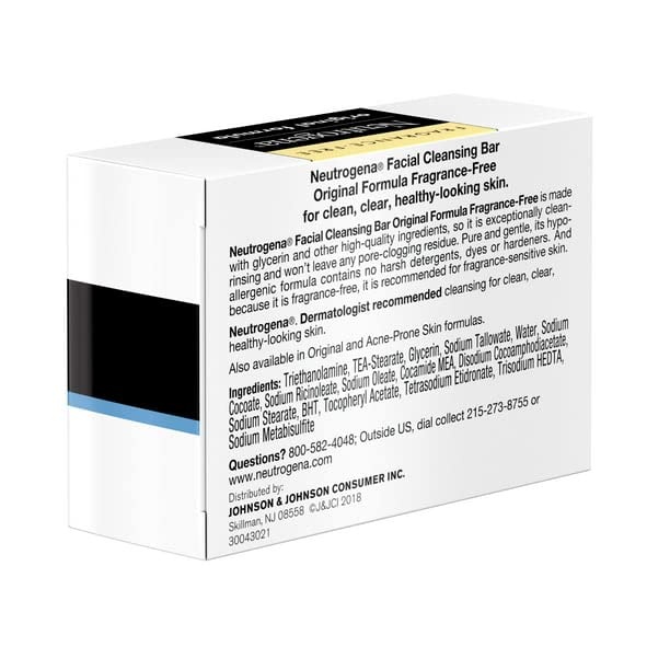 image:imageNeutrogena Original Transparent Facial Cleansing Bar FragranceFree Glycerin Face Wash Bar Soap for Gentle Daily Cleansing Hypoallergenic amp DyeFree Pure Facial Soap 35 ozFragrance Free