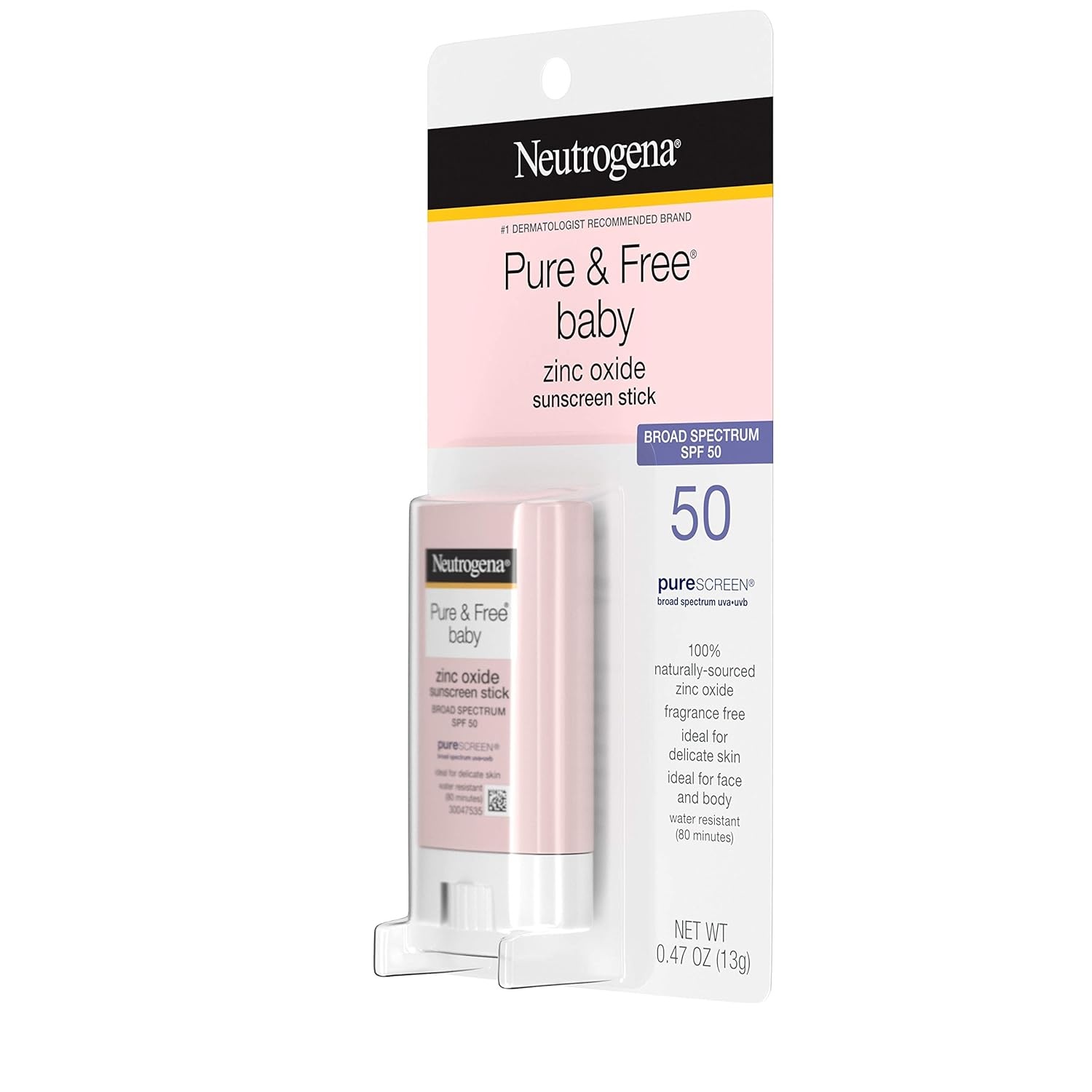 image:imageNeutrogena Pure amp Free Baby Mineral Sunscreen Stick with Broad Spectrum SPF 50 amp Zinc Oxide WaterResistant Hypoallergenic Paraben Dye amp PABAFree Baby Face amp Body Sunscreen 047 oz047 Ounce Pack of 2