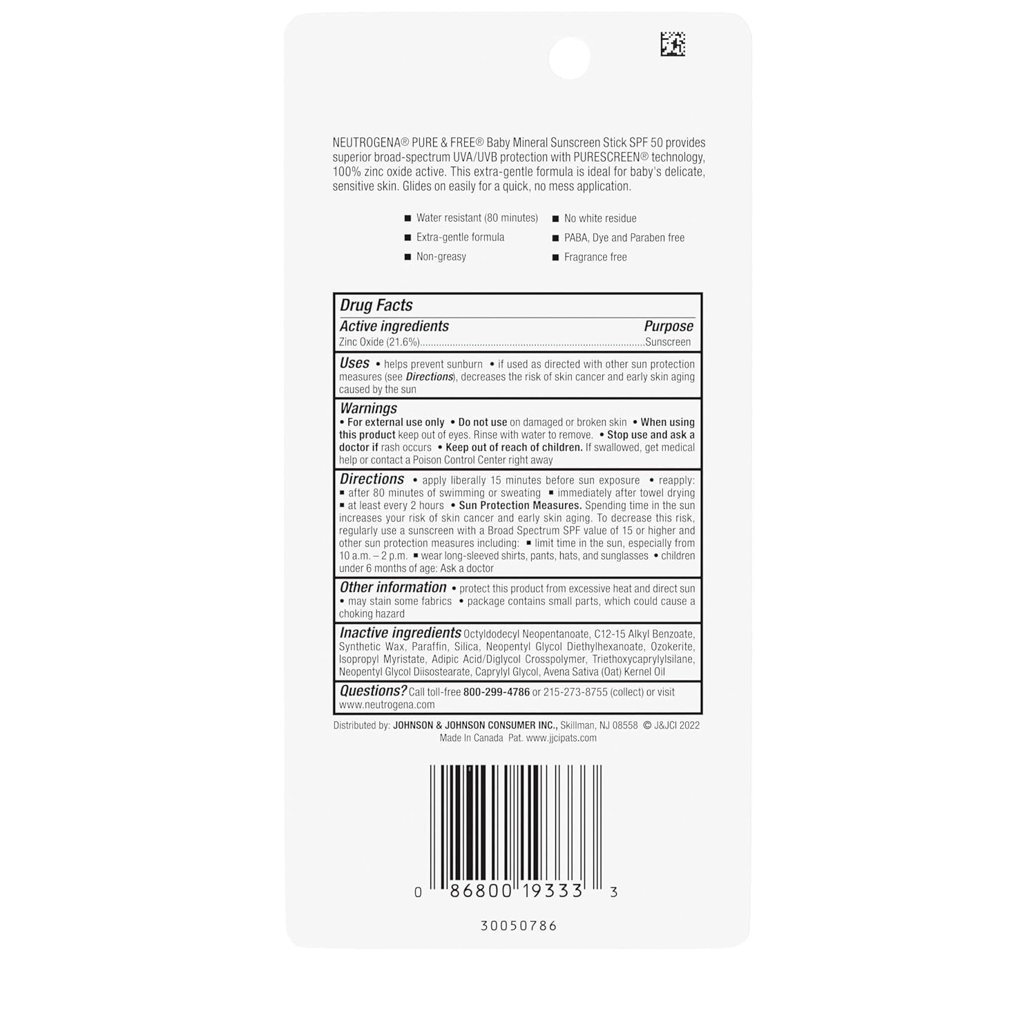 image:imageNeutrogena Pure amp Free Baby Mineral Sunscreen Stick with Broad Spectrum SPF 50 amp Zinc Oxide WaterResistant Hypoallergenic Paraben Dye amp PABAFree Baby Face amp Body Sunscreen 047 oz047 Ounce Pack of 1