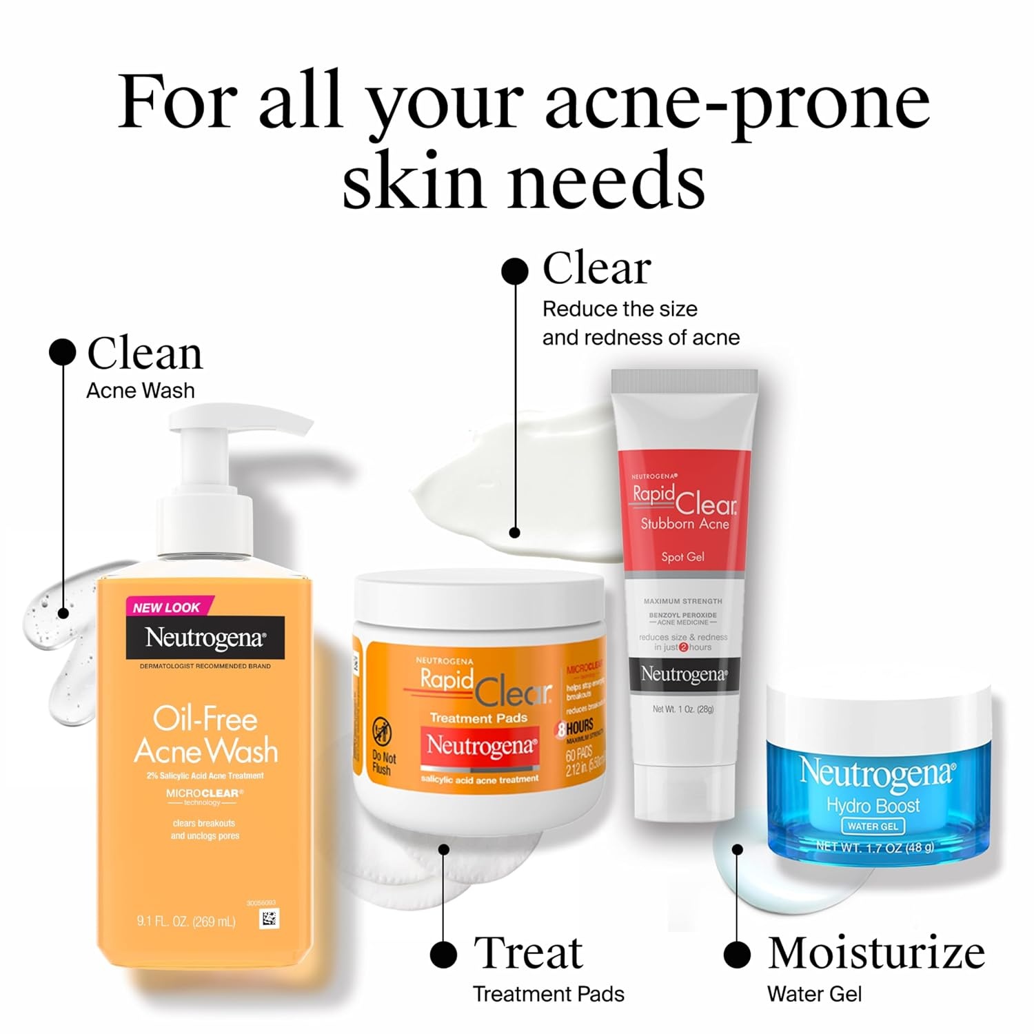 image:imageNeutrogena Rapid Clear Acne Treatment Pads with Salicylic Acid Facial Cleanser for Face Cleansing and Oil Removal Helps Fight Pimples 60 Count Resealable Jar60 Count Pack of 1