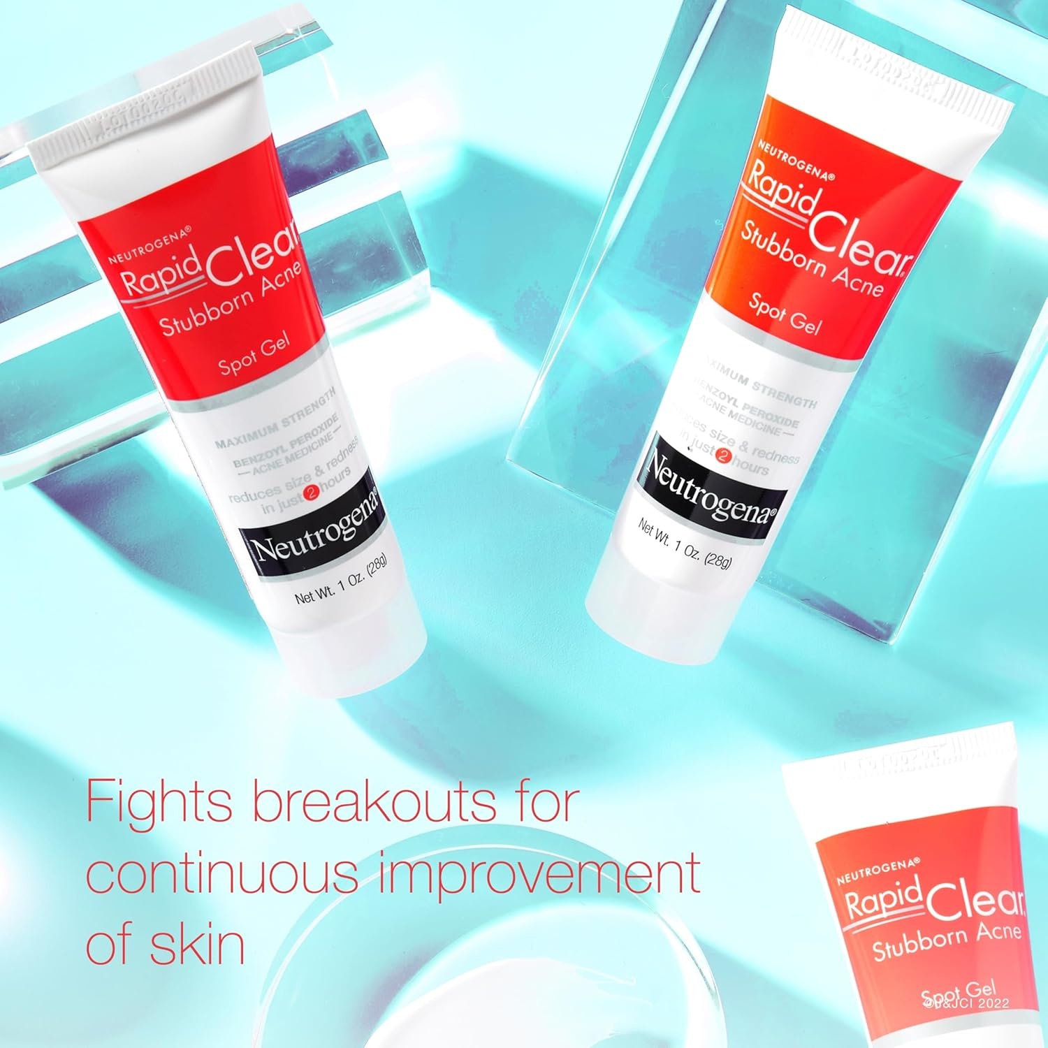 image:imageNeutrogena Rapid Clear Stubborn Acne Spot Treatment Gel with Maximum Strength 10 Benzoyl Peroxide Acne Treatment Medication Pimple Cream for Acne Prone Skin Care 1 oz 2 Pack