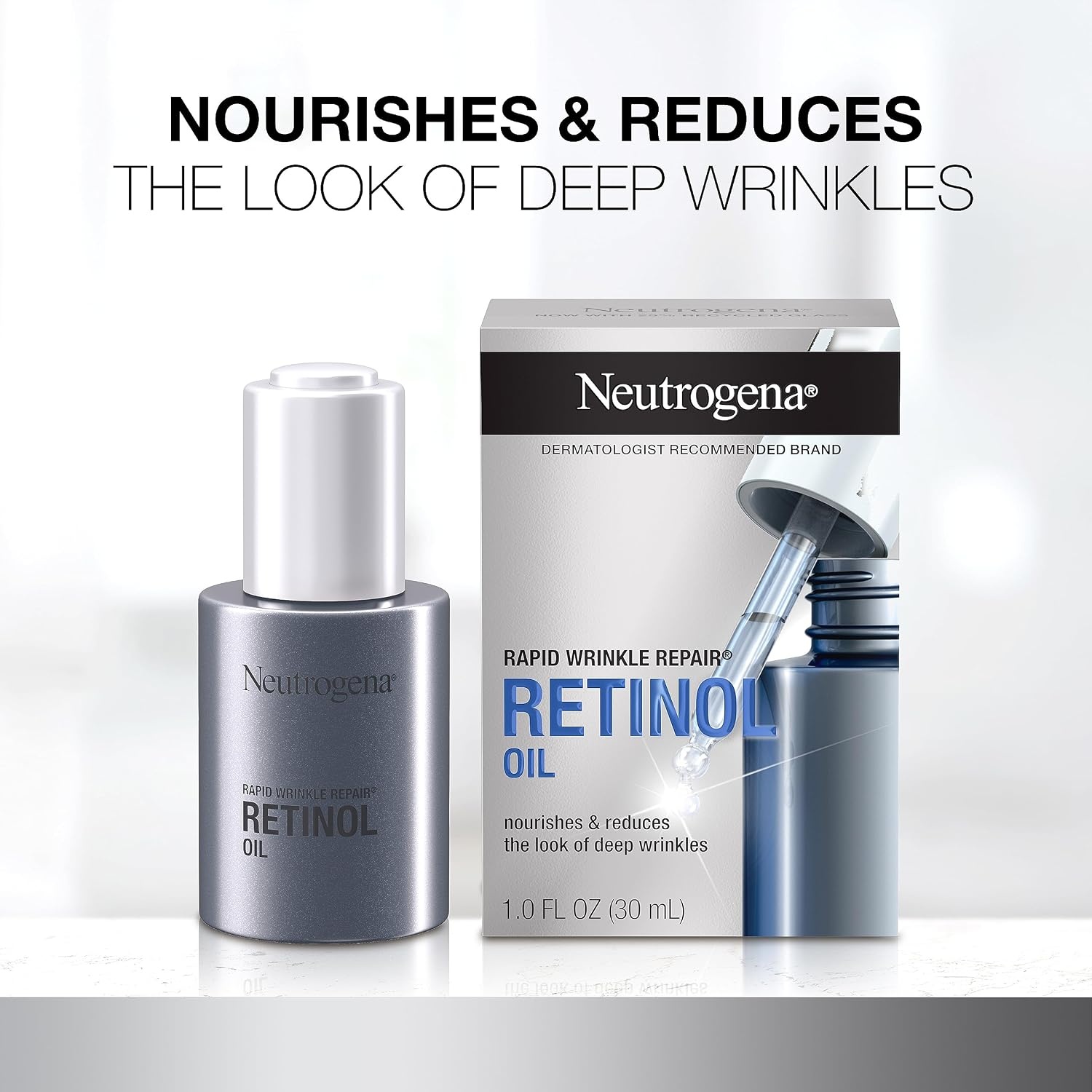 image:imageNeutrogena Rapid Wrinkle Repair Retinol Face Oil Daily AntiAging Face Serum to Fight Fine Lines Deep Wrinkles amp Dark Spots 10 fl oz1 Fl Oz Pack of 1