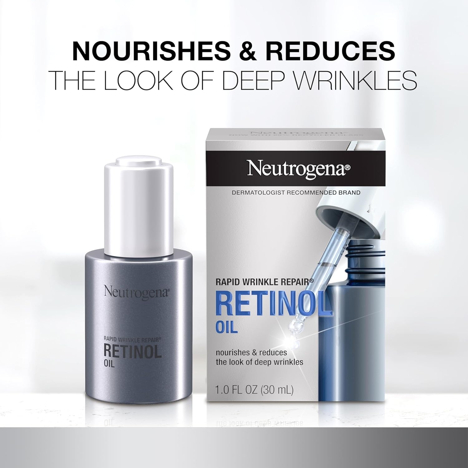 image:imageNeutrogena Rapid Wrinkle Repair Retinol Face Oil Daily AntiAging Face Serum to Fight Fine Lines Deep Wrinkles amp Dark Spots 10 fl oz1 Fl Oz Pack of 2