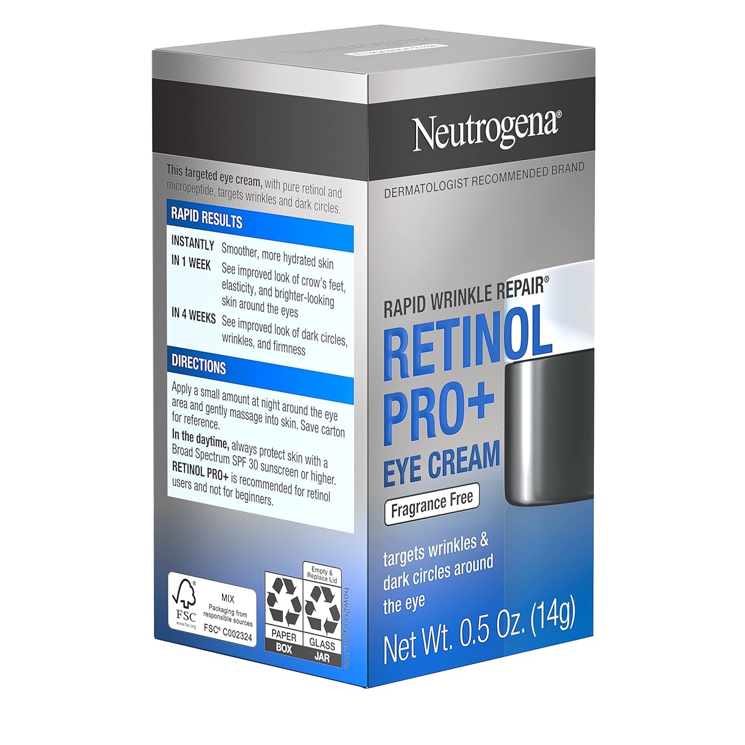 image:imageNeutrogena Rapid Wrinkle Repair Retinol Pro AntiWrinkle Eye Cream Targeted Eye Cream for Wrinkles amp Dark Circles Formulated without Fragrance Dyes Phthalates and Parabens 05 oz05 Ounce Pack of 1