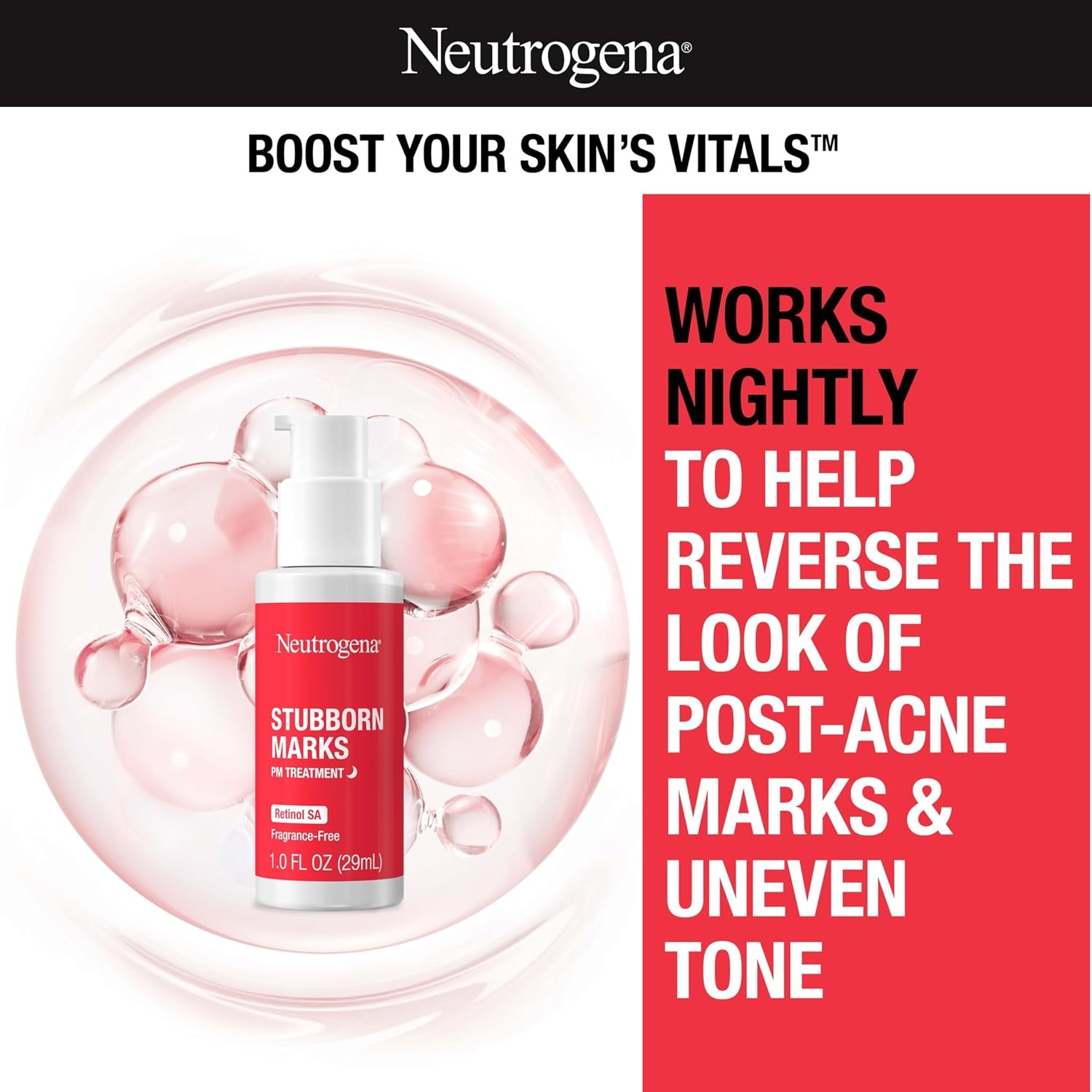 image:imageNeutrogena Retinol SA Stubborn Marks PM Treatment FaceExfoliating Treatment to Help Reverse the Look of PostAcne Marks amp Uneven Skin Tone NonComedogenic PM Treatment unscented 10 Fl Oz