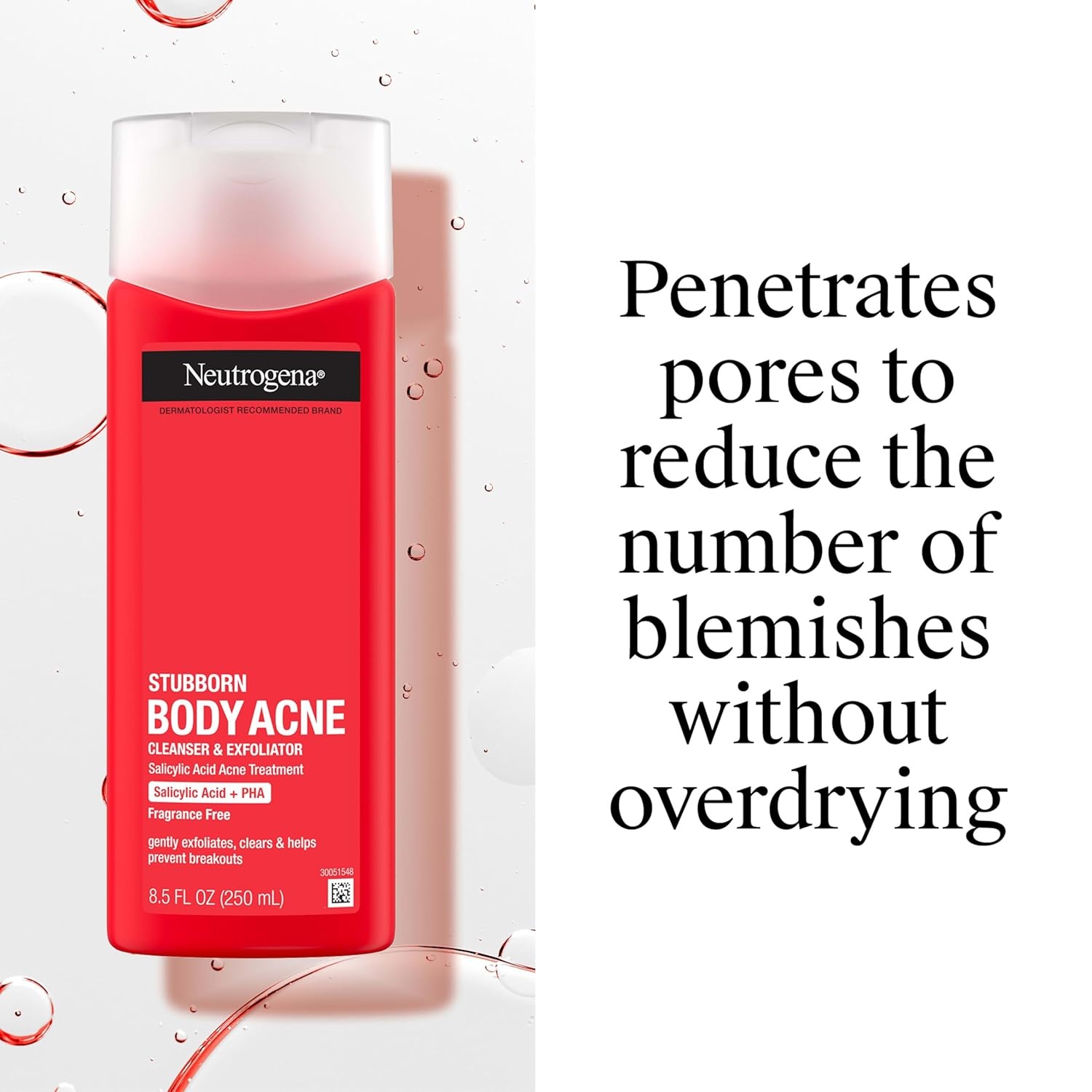 image:imageNeutrogena Salicylic Acid amp PHA Stubborn Acne Body Wash Exfoliating Cleanser Acne Treatment for Chest amp Shoulder Gently Clears Exfoliates amp Helps Prevent Breakouts Fragrance Free 85 Fl Oz85 Fl Oz Pack of 1