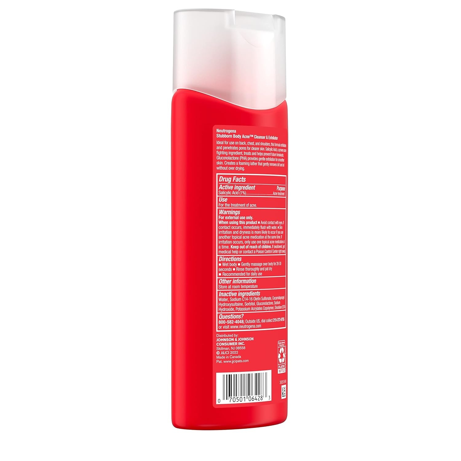 image:imageNeutrogena Salicylic Acid amp PHA Stubborn Acne Body Wash Exfoliating Cleanser Acne Treatment for Chest amp Shoulder Gently Clears Exfoliates amp Helps Prevent Breakouts Fragrance Free 85 Fl Oz85 Fl Oz Pack of 2