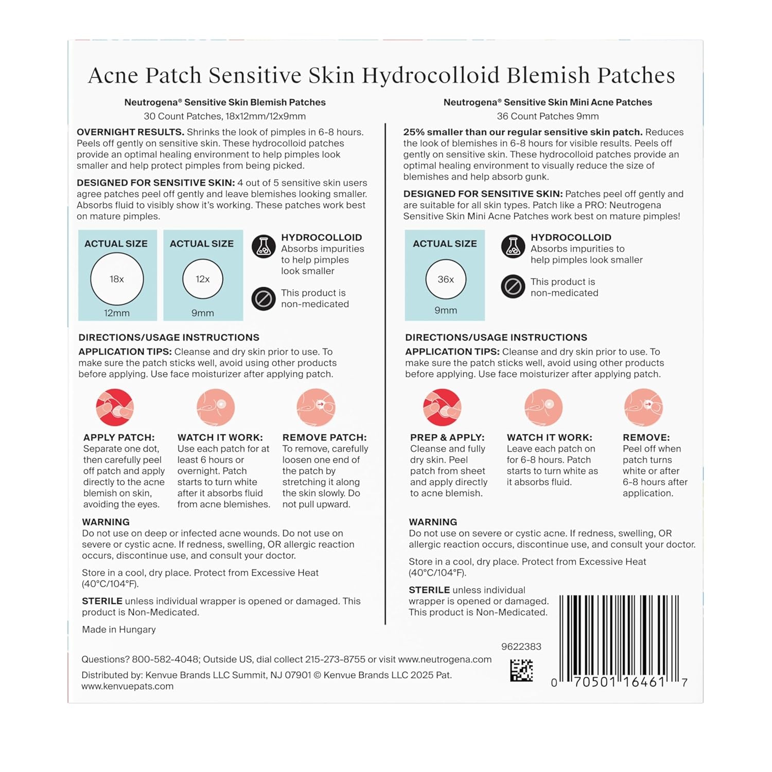 image:imageNeutrogena Sensitive Skin Blemish Patches Acne Patches for Sensitive Skin Hydrocolloid Treatment Visibly Shrinks Pimples Overnight 2 Sizes 30 Count66 Count