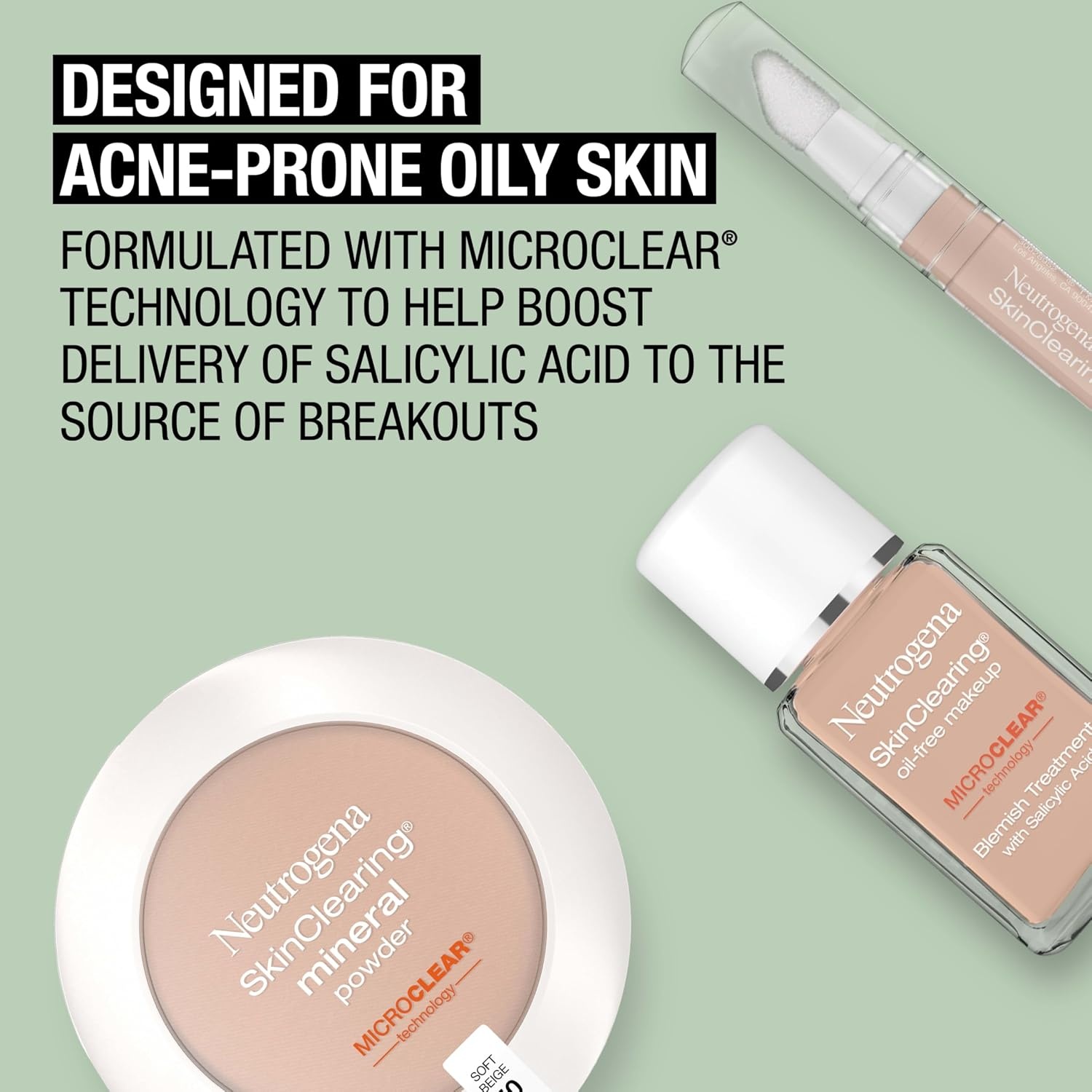 image:imageNeutrogena SkinClearing Pressed Mineral Powder Compact for Acne Prone Skin Oil Absorbing Acne Makeup with Salicylic Acid helps to Cover Treat amp Prevent Breakouts Soft Beige 50 38 oz050 Soft Beige