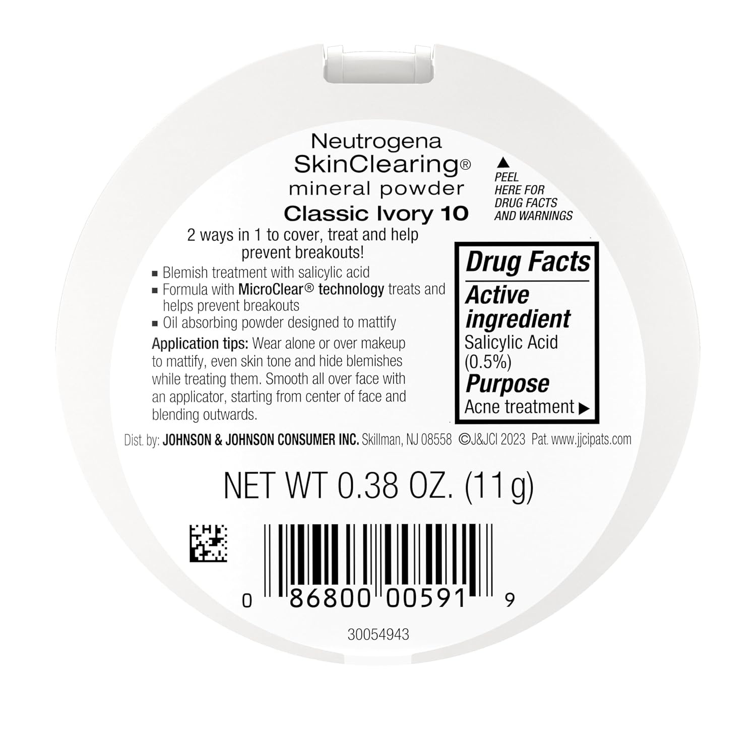 image:imageNeutrogena SkinClearing Pressed Mineral Powder Compact for Acne Prone Skin Oil Absorbing Acne Makeup with Salicylic Acid helps to Cover Treat amp Prevent Breakouts Soft Beige 50 38 oz010 Classic Ivory