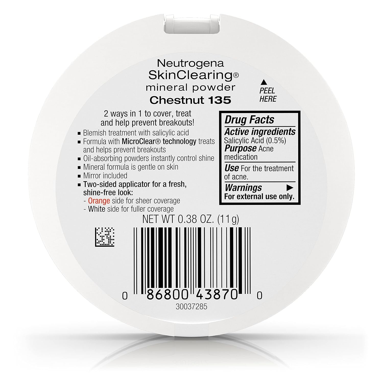 image:imageNeutrogena SkinClearing Pressed Mineral Powder Compact for Acne Prone Skin Oil Absorbing Acne Makeup with Salicylic Acid helps to Cover Treat amp Prevent Breakouts Soft Beige 50 38 oz135 Chestnut