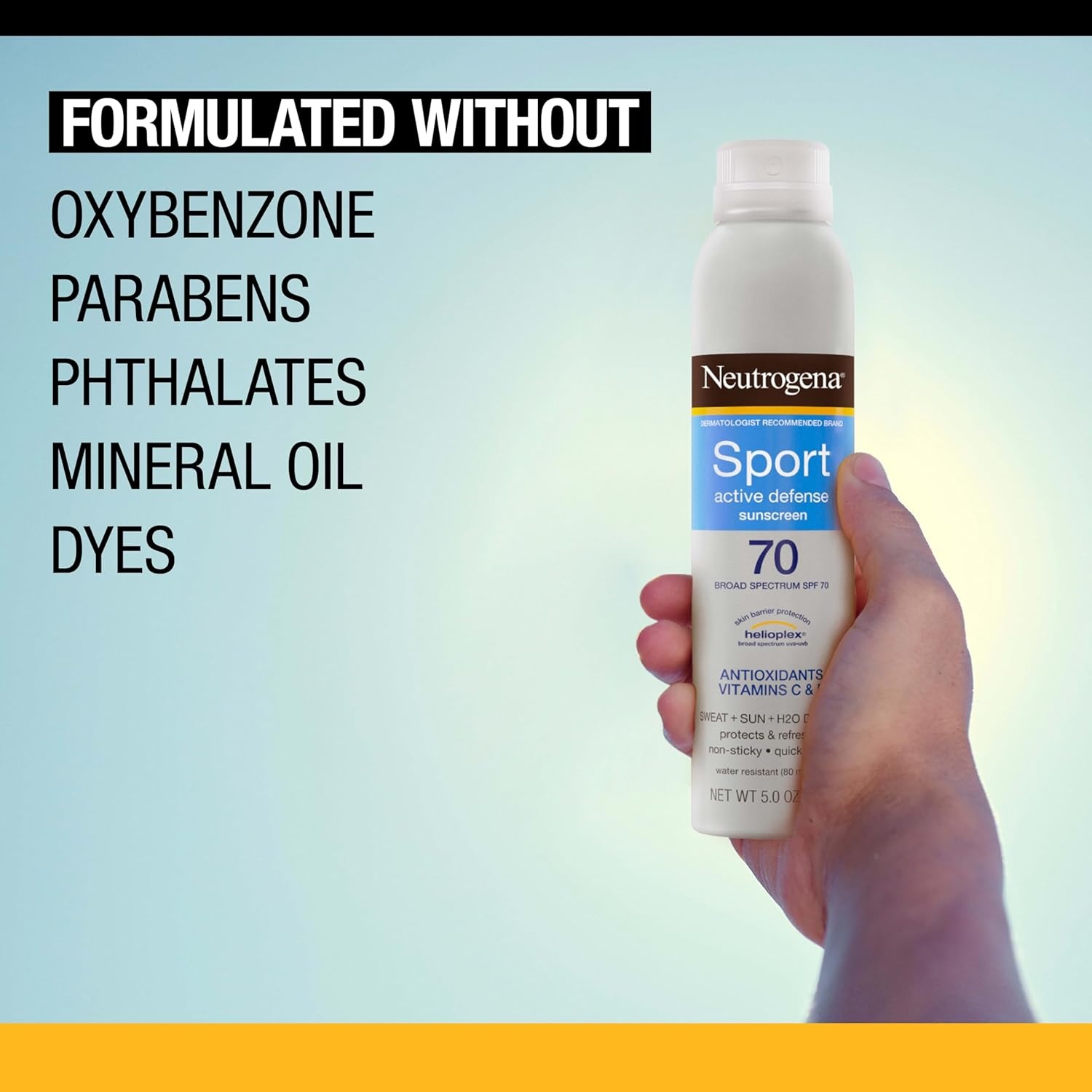image:imageNeutrogena Sport Face Sunscreen Lotion SPF 70 Oil Free Sweat and WaterResistant Broad Spectrum UVA UVB Protection OxybenzoneFree for Active Lifestyles 25 fl ozSunscreen Spray