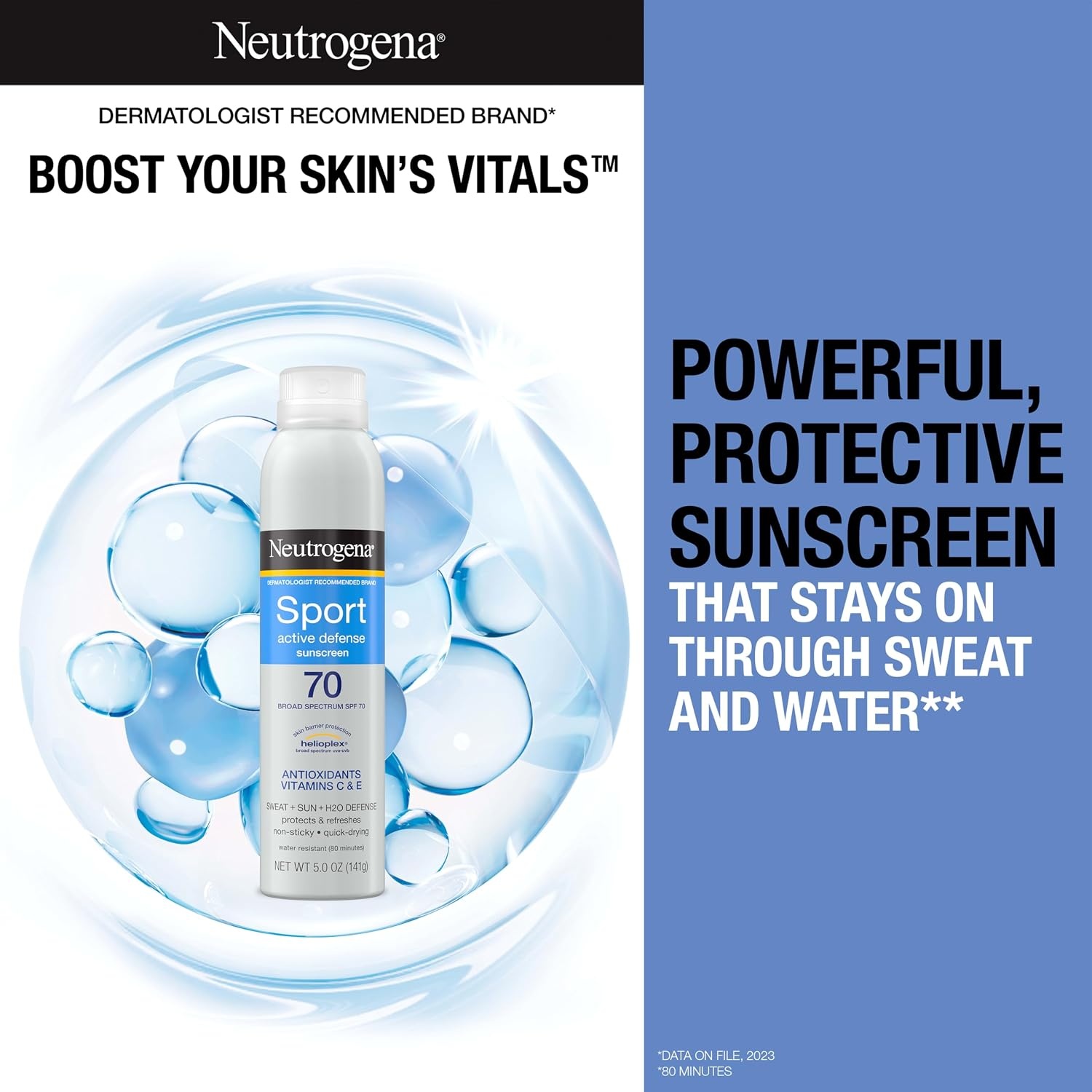 image:imageNeutrogena Sport Face Sunscreen Lotion SPF 70 Oil Free Sweat and WaterResistant Broad Spectrum UVA UVB Protection OxybenzoneFree for Active Lifestyles 25 fl ozSunscreen Spray
