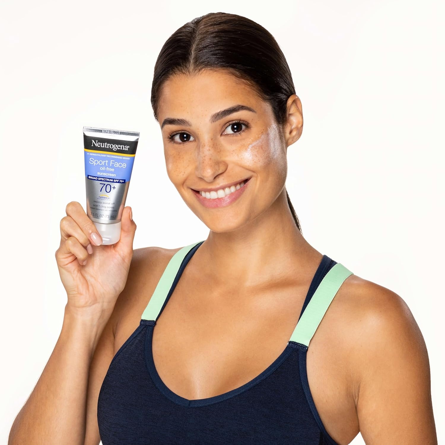 image:imageNeutrogena Sport Face Sunscreen Lotion SPF 70 Oil Free Sweat and WaterResistant Broad Spectrum UVA UVB Protection OxybenzoneFree for Active Lifestyles 25 fl ozSPF 70