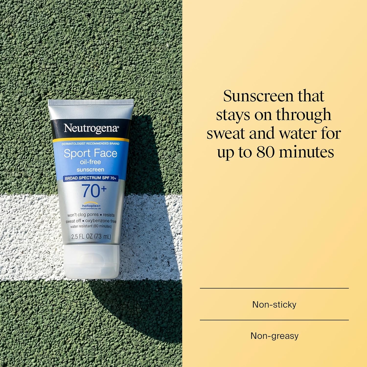 image:imageNeutrogena Sport Face Sunscreen Lotion SPF 70 Oil Free Sweat and WaterResistant Broad Spectrum UVA UVB Protection OxybenzoneFree for Active Lifestyles 25 fl ozSPF 70
