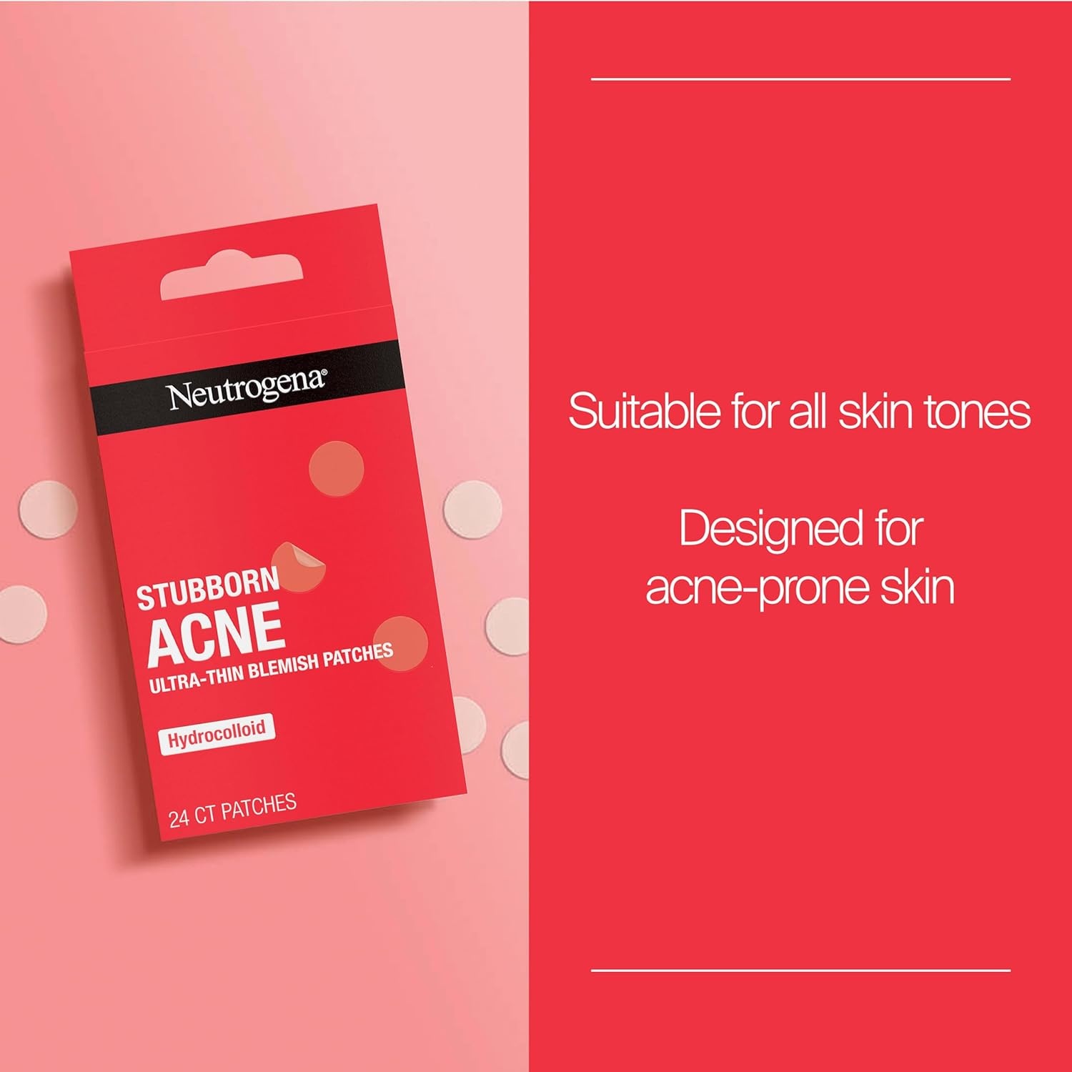 image:imageNeutrogena Stubborn Acne Patches Hydrocolloid Absorbs Impurities UltraThin Pimple Patches Work Overnight 24 ct