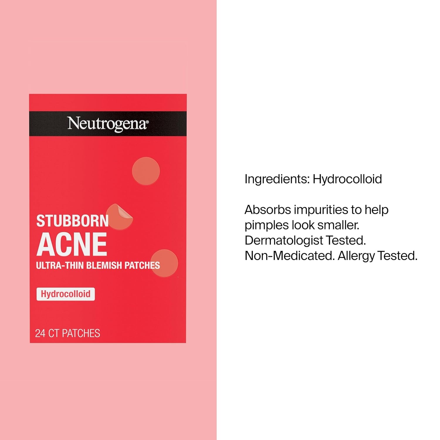 image:imageNeutrogena Stubborn Acne Patches Hydrocolloid Absorbs Impurities UltraThin Pimple Patches Work Overnight 24 ct