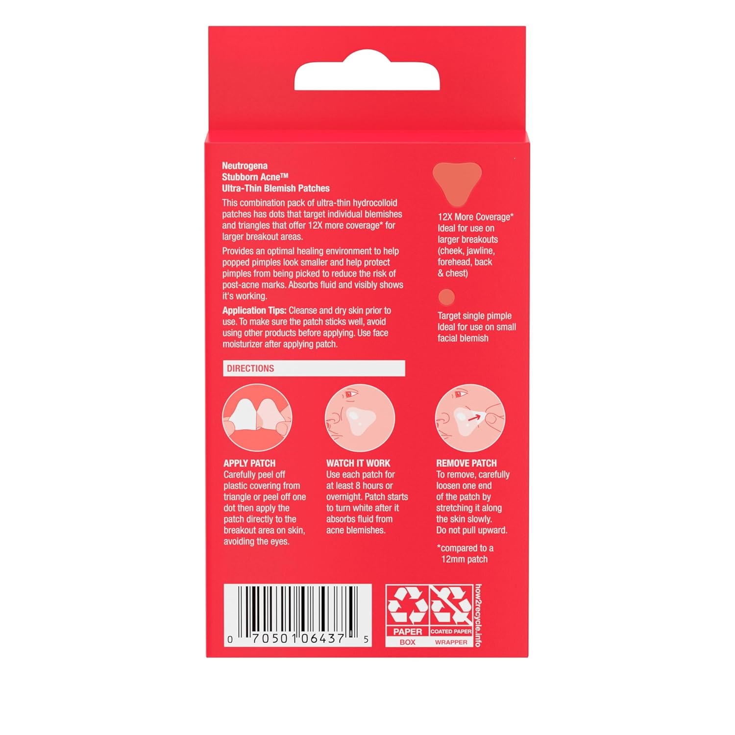 image:imageNeutrogena Stubborn Acne UltraThin Blemish Patches Acne Pimple Patches UltraThin Hydrocolloid Facial Stickers Suitable for all SkinTypes 16 Patches