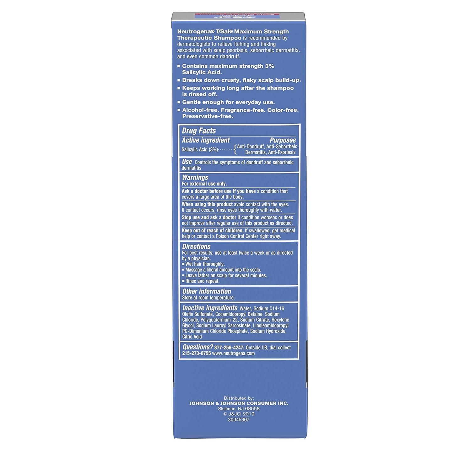 image:imageNeutrogena TSal Therapeutic Dandruff Shampoo Scalp BuildUp Control 3 Salicylic AcidPsoriasis Treatment Seborrheic Dermatitis Shampoo Clears Flakes Fragrance Free 45 fl ozUnflavored