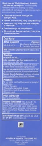 image:imageNeutrogena TSal Therapeutic Dandruff Shampoo Scalp BuildUp Control 3 Salicylic AcidPsoriasis Treatment Seborrheic Dermatitis Shampoo Clears Flakes Fragrance Free 45 fl ozUnflavored