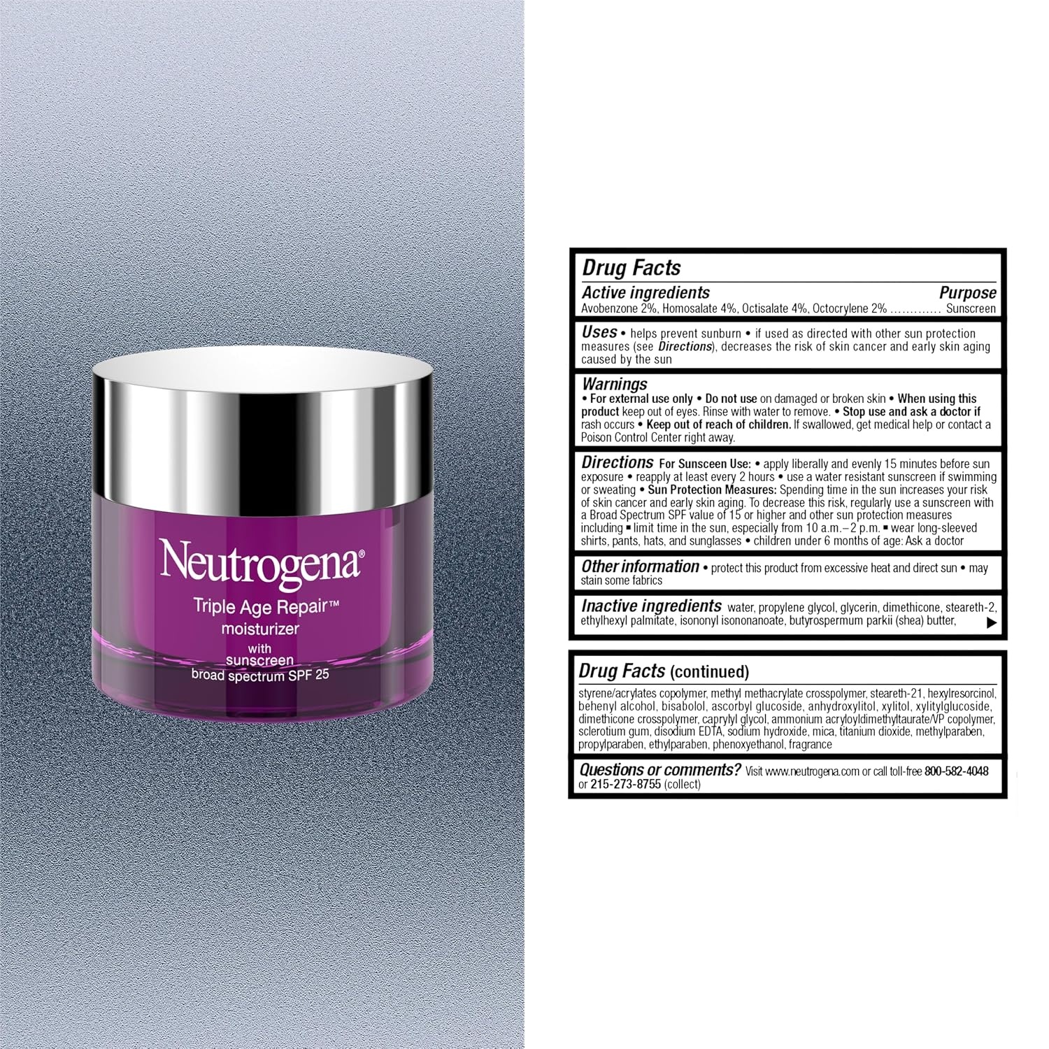 image:imageNeutrogena Triple Age Repair Face Moisturizer SPF 25 AntiAging Cream with Hexinol Technology Vitamin C Glycerin and Shea Butter to Help Reduce Wrinkles 17 fl oz17 Ounce Pack of 1