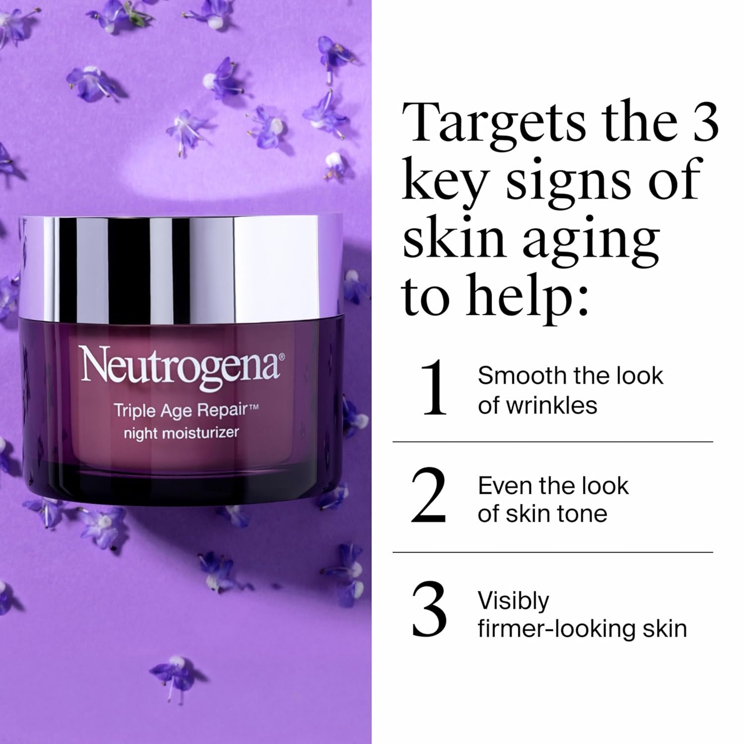 image:imageNeutrogena Triple Age Repair Night Face Moisturizer with Hexinol Technology amp Vitamin C AntiWrinkle Face Cream Visibly Reduces the look Wrinkles amp Firms Skin While You Sleep 17 oz17 Ounce Pack of 1