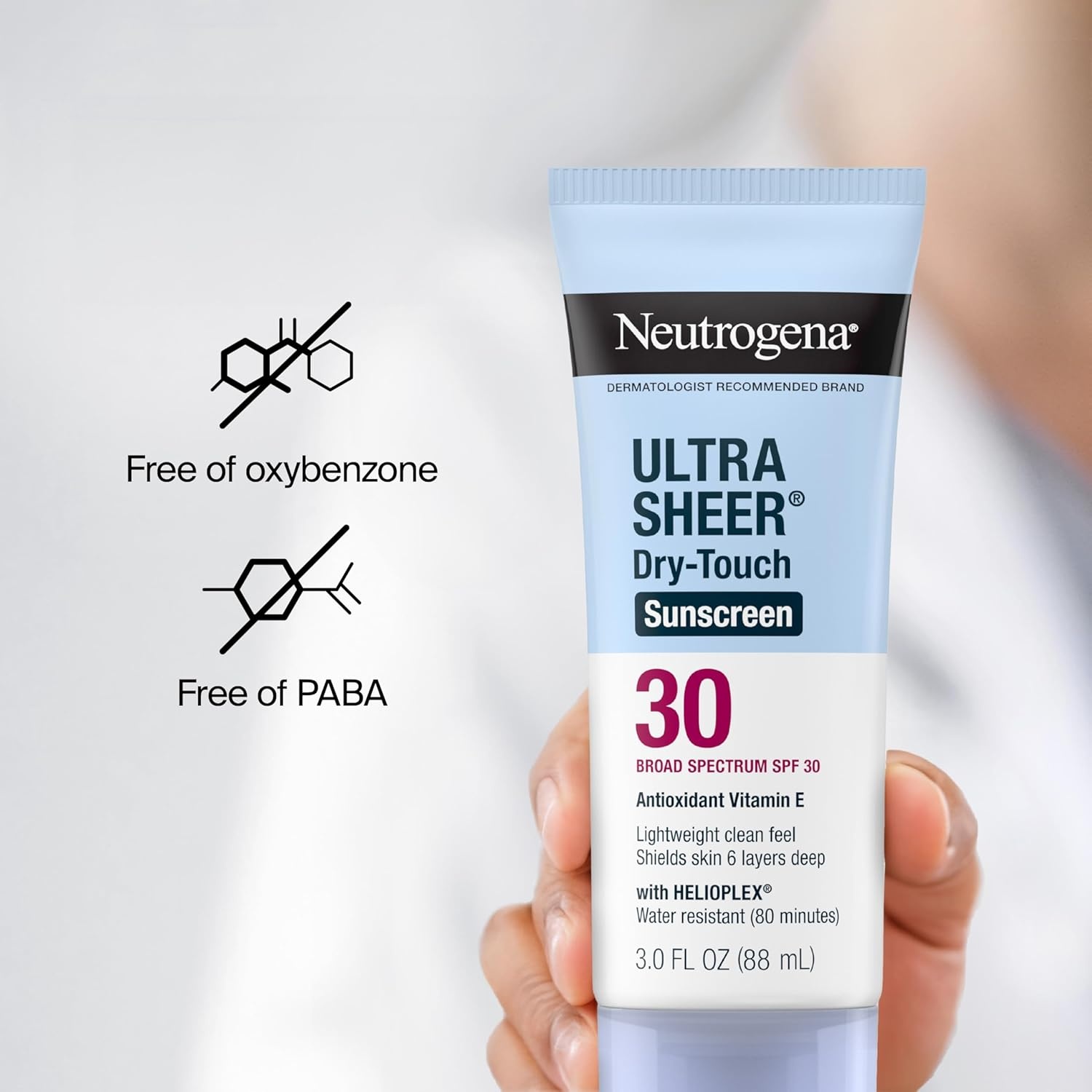 image:imageNeutrogena Ultra Sheer DryTouch Sunscreen SPF 30 for Face amp Body Lightweight Non Greasy Broad Spectrum UVAUVB Protection No White Cast Water Resistant 80 Min Travel Sunscreen Lotion 3 fl oz3 Fl Oz Pack of 3