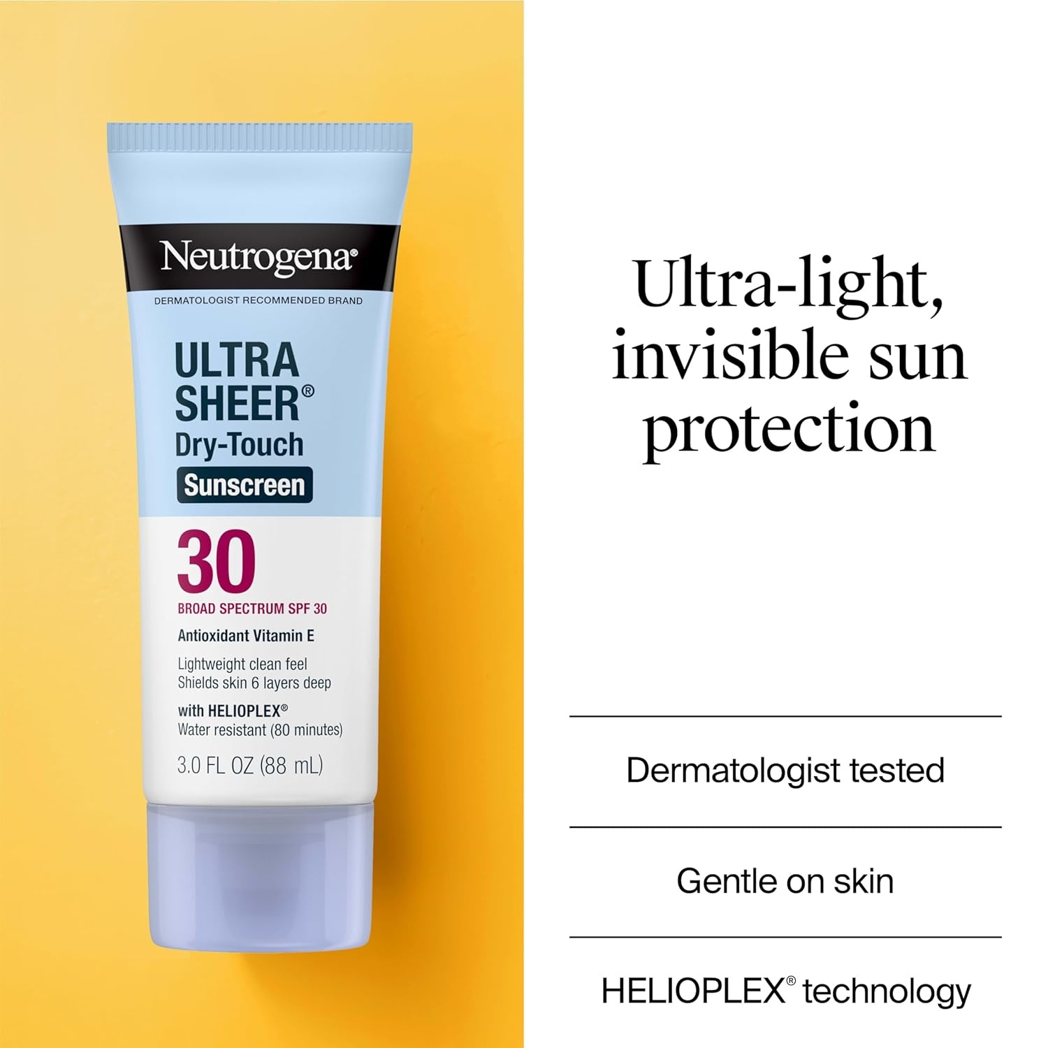 image:imageNeutrogena Ultra Sheer DryTouch Sunscreen SPF 30 for Face amp Body Lightweight Non Greasy Broad Spectrum UVAUVB Protection No White Cast Water Resistant 80 Min Travel Sunscreen Lotion 3 fl oz3 Fl Oz Pack of 1