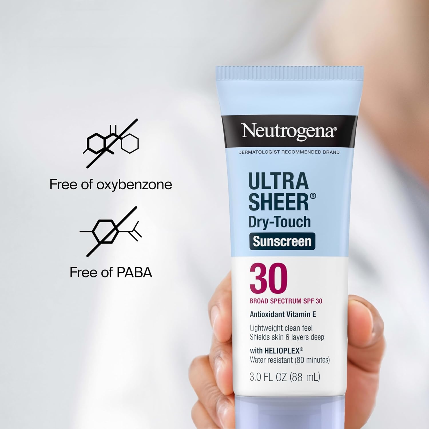 image:imageNeutrogena Ultra Sheer DryTouch Sunscreen SPF 30 for Face amp Body Lightweight Non Greasy Broad Spectrum UVAUVB Protection No White Cast Water Resistant 80 Min Travel Sunscreen Lotion 3 fl oz3 Fl Oz Pack of 1
