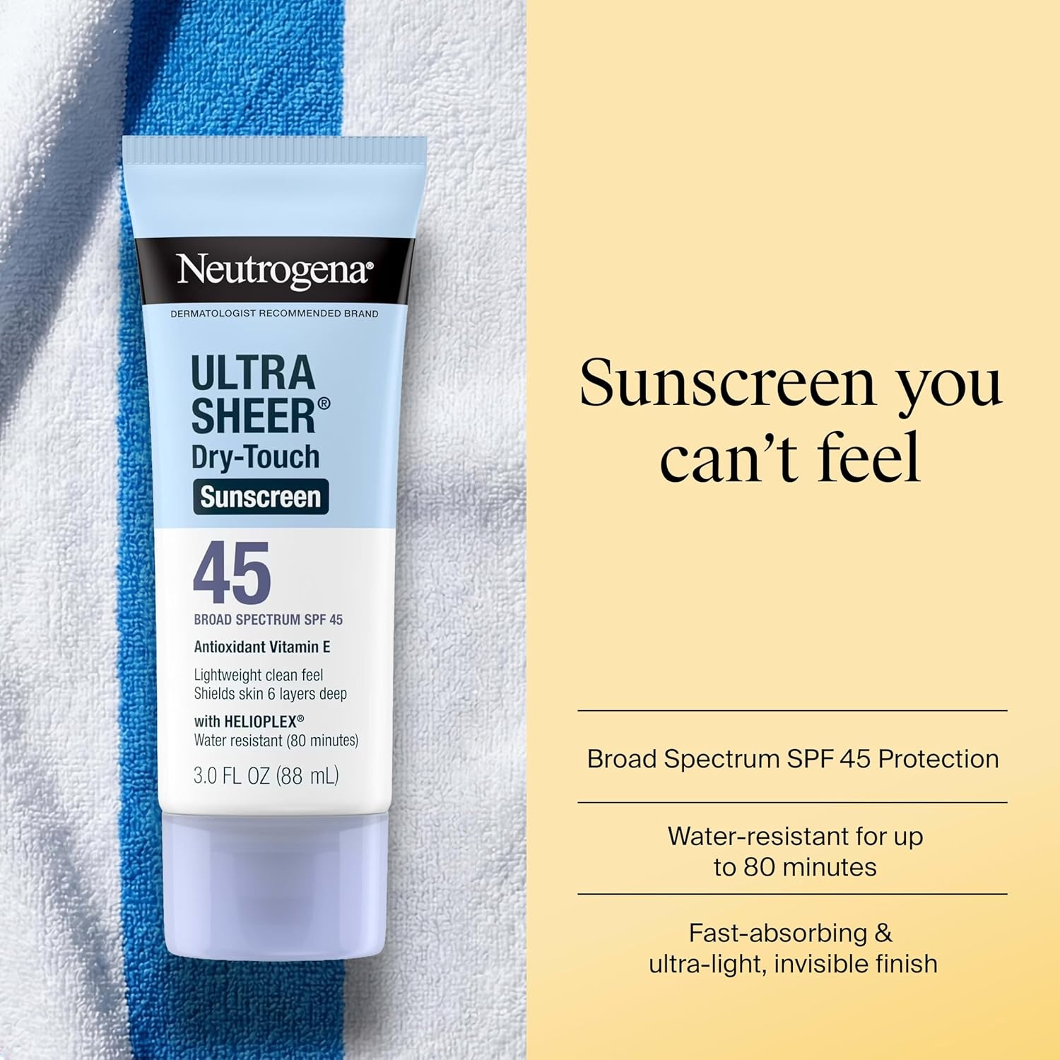 image:imageNeutrogena Ultra Sheer DryTouch Sunscreen SPF 55 for Face amp Body Lightweight Non Greasy Broad Spectrum UVAUVB Protection No White Cast Water Resistant 80 Min Travel Sunscreen Lotion 3 fl oz3 Fl Oz Pack of 2