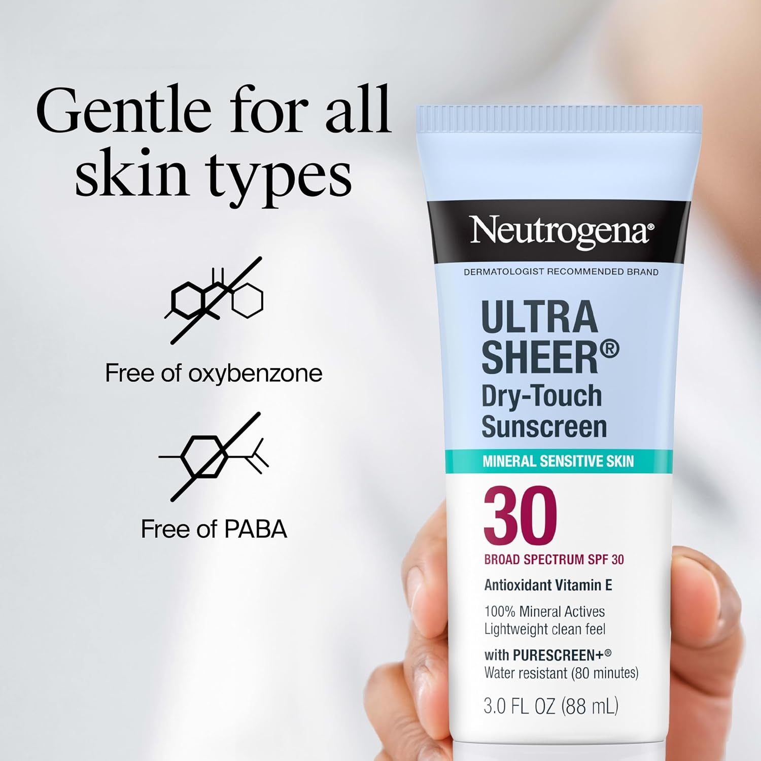 image:imageNeutrogena Ultra Sheer DryTouch Sunscreen SPF 55 for Face amp Body Lightweight Non Greasy Broad Spectrum UVAUVB Protection No White Cast Water Resistant 80 Min Travel Sunscreen Lotion 3 fl oz3 Fl Oz Pack of 1