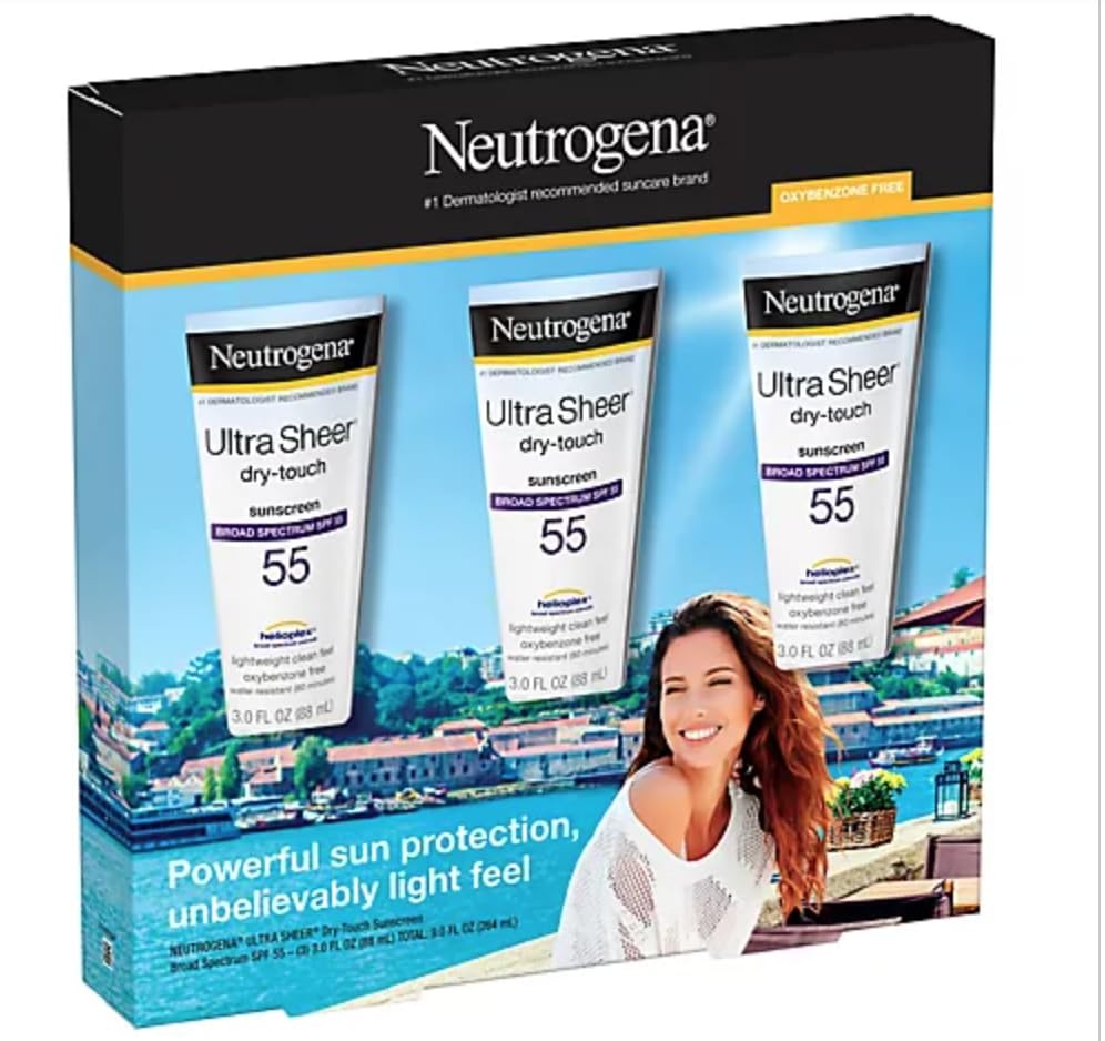 image:imageNeutrogena Ultra Sheer DryTouch Sunscreen SPF 55 for Face amp Body Lightweight Non Greasy Broad Spectrum UVAUVB Protection No White Cast Water Resistant 80 Min Travel Sunscreen Lotion 3 fl oz9 Fl Oz Pack of 1