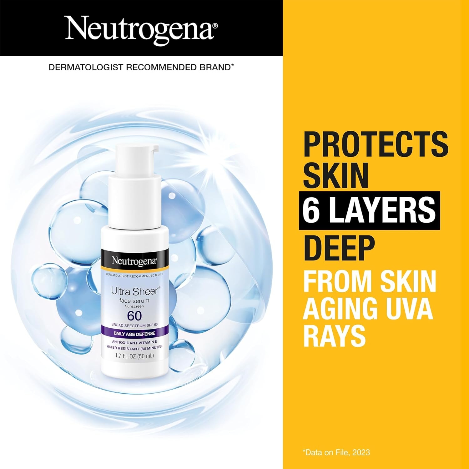 image:imageNeutrogena Ultra Sheer Face Sunscreen with Vitamin E and SPF 60 Sunscreen for Face with Broad Spectrum UvaUvb Protection FragranceFree OxybenzoneFree WaterResistant 80 minutes 503 mL17 Fl Oz Pack of 12
