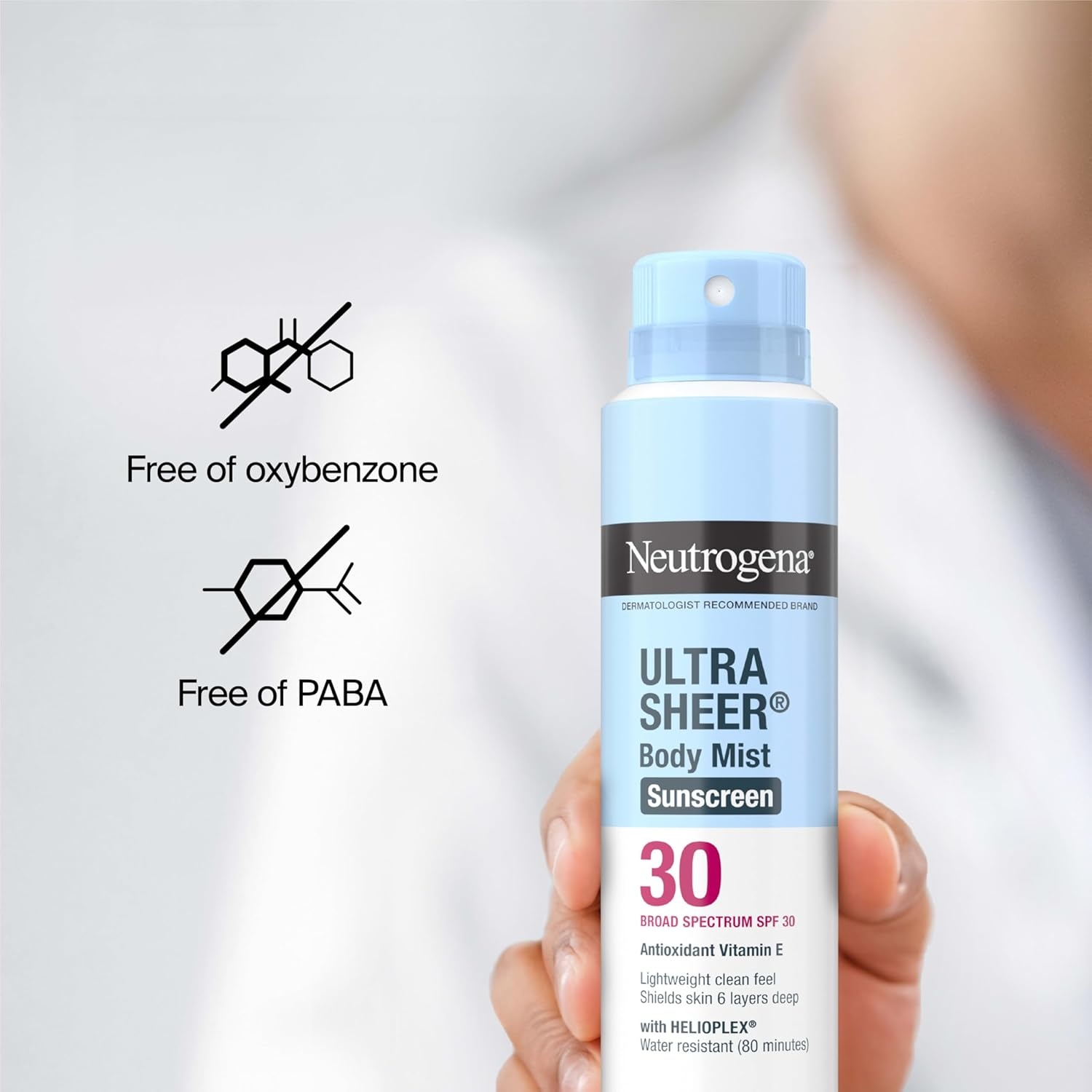 image:imageNeutrogena Ultra Sheer Sunscreen Spray SPF 30 Body Mist Lightweight NonGreasy Broad Spectrum UVAUVB Protection OilFree amp NonComedogenic Water Resistant Spray Sunscreen 80 min Pack of 3 5 oz