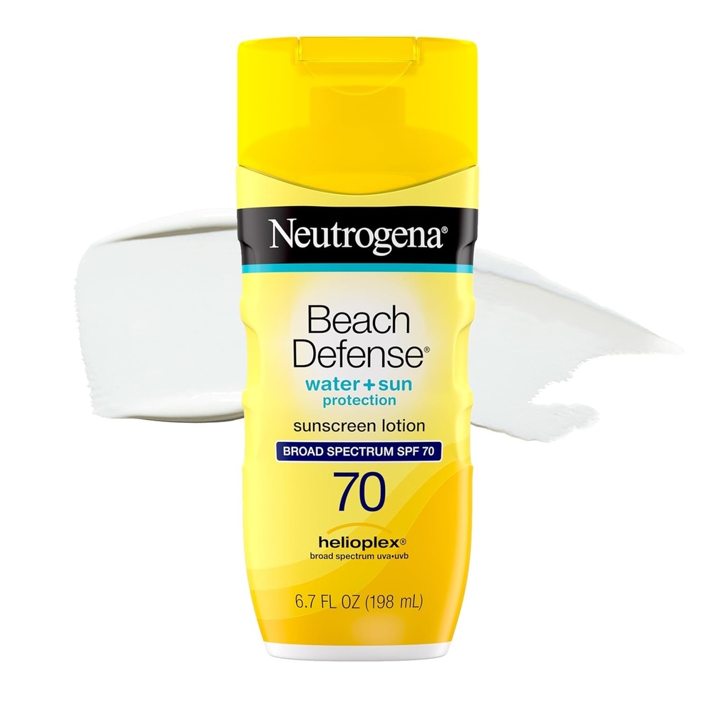 image:imageNeutrogena Beach Defense Sunscreen Lotion SPF 70 Broad Spectrum UVA UVB Protection Lightweight Water Resistant up to 80 Minutes OilFree BeachStrength Sun Protection for Whole Family 67 fl ozSunscreen Lotion 70 SPF
