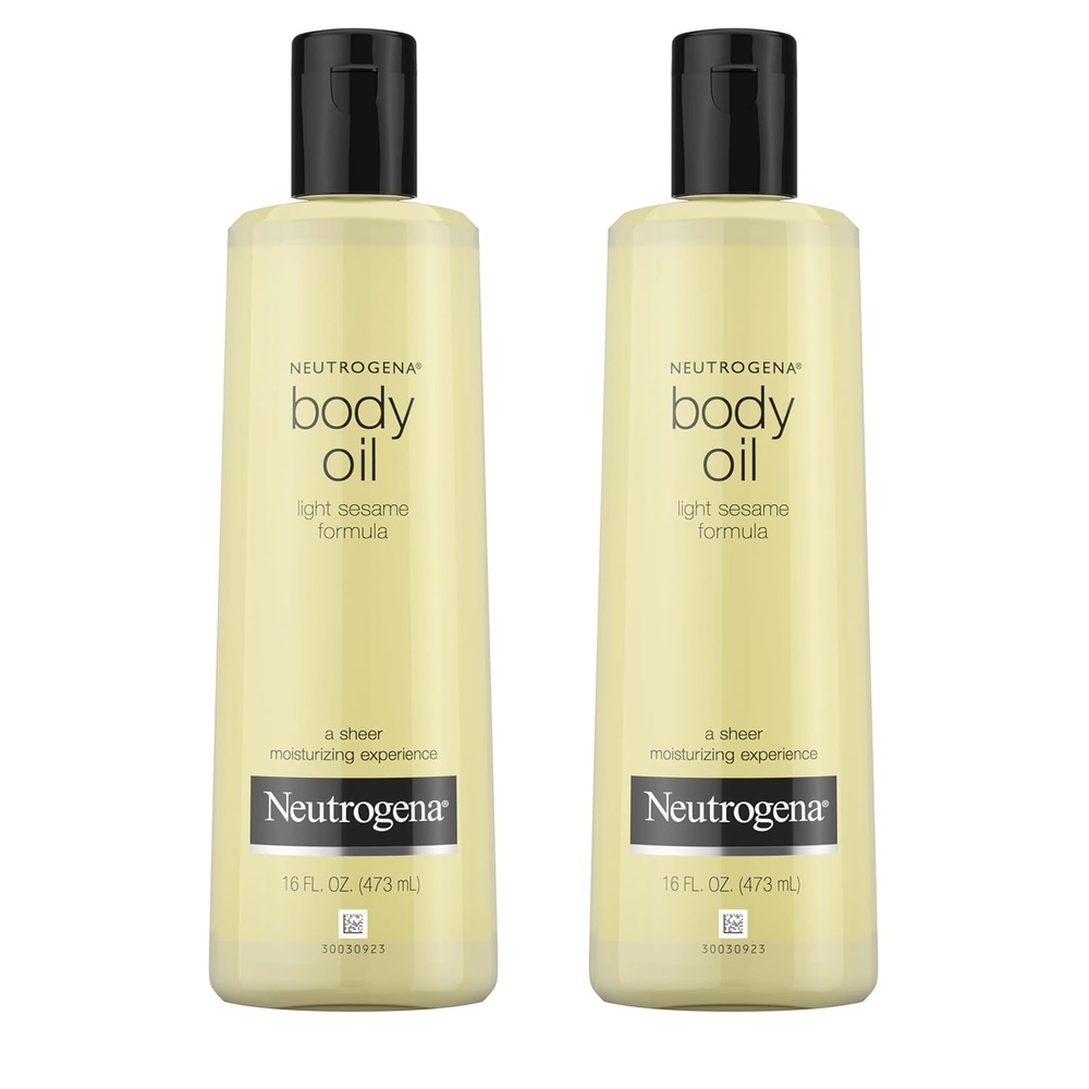 image:imageNeutrogena Body Oil Light Sesame Formula Twin Pack of 16 fl oz Radiant Glow Moisturizer for Dry Skin Bath amp Shower Oil For Smooth and Hydrated Skin16 Fl Oz Pack of 2