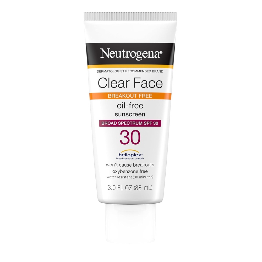 image:imageNeutrogena Clear Face Sunscreen for AcneProne Skin SPF 30 Broad Spectrum Facial Sunscreen Lotion Lightweight Non Comedogenic Oil Fragrance amp OxybenzoneFree Water Resistant 80 min 3 fl ozSPF 30