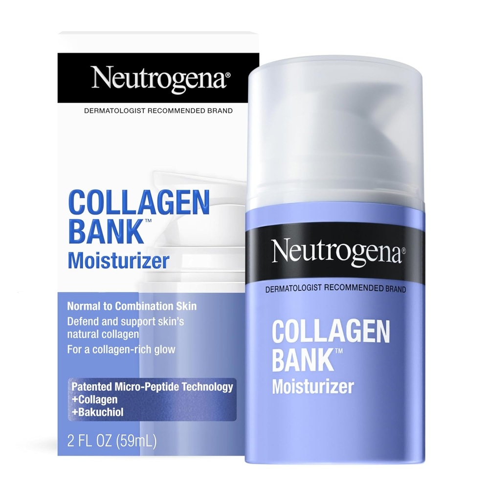 image:imageNeutrogena Collagen Bank Face Moisturizer Daily AntiAging Face amp Neck Firming Collagen Cream Bakuchiol amp MicroPeptides Face Lotion Support Skins Natural Collagen for Visibly Plump Skin 2 floz2 Fl Oz Pack of 1
