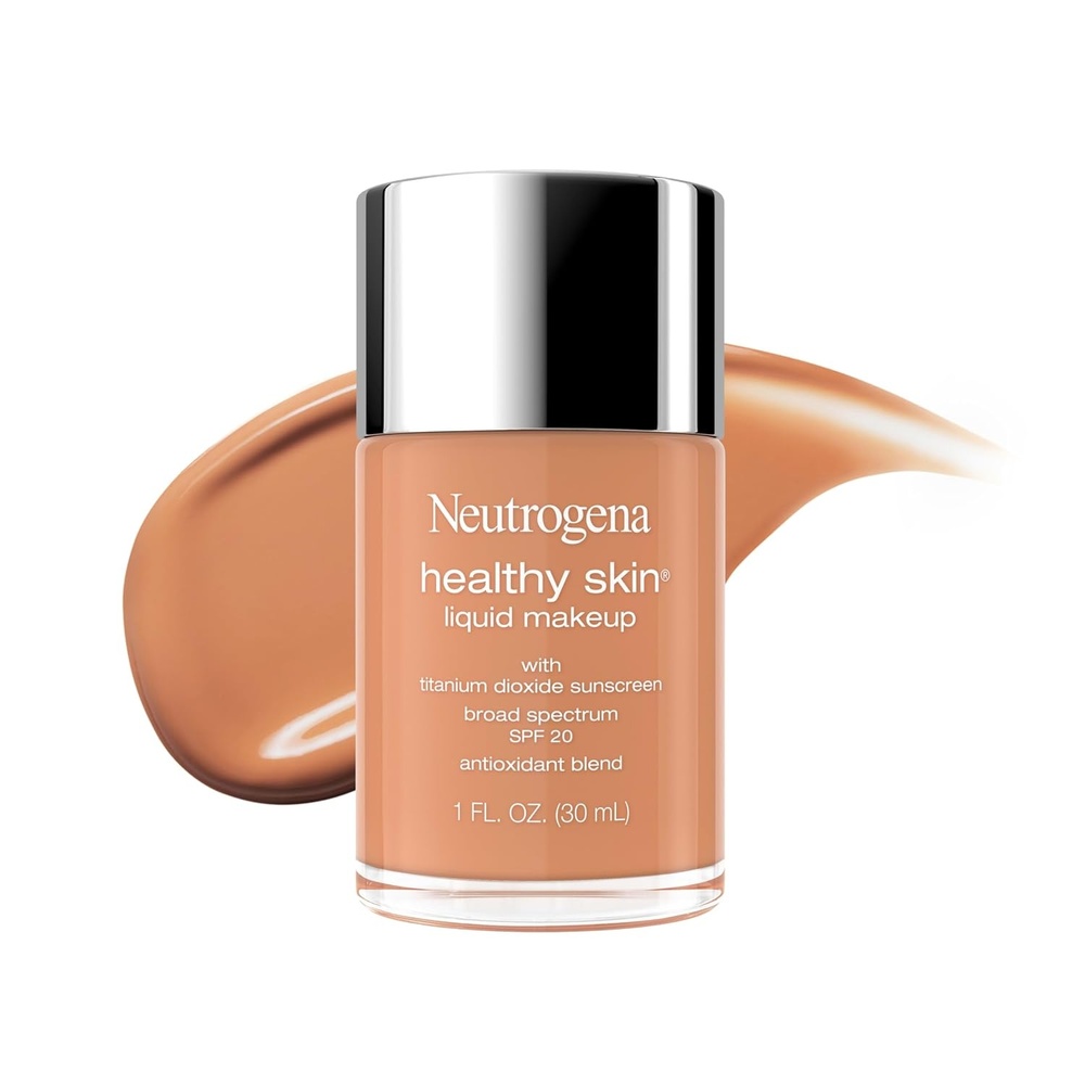 image:imageNeutrogena Healthy Skin Liquid Foundation Makeup with Broad Spectrum SPF 20 Sunscreen Lightweight Medium Coverage Makeup with Sunscreen and ProVitamin B5 Classic Ivory 160C 1 fl ozSoft Tan