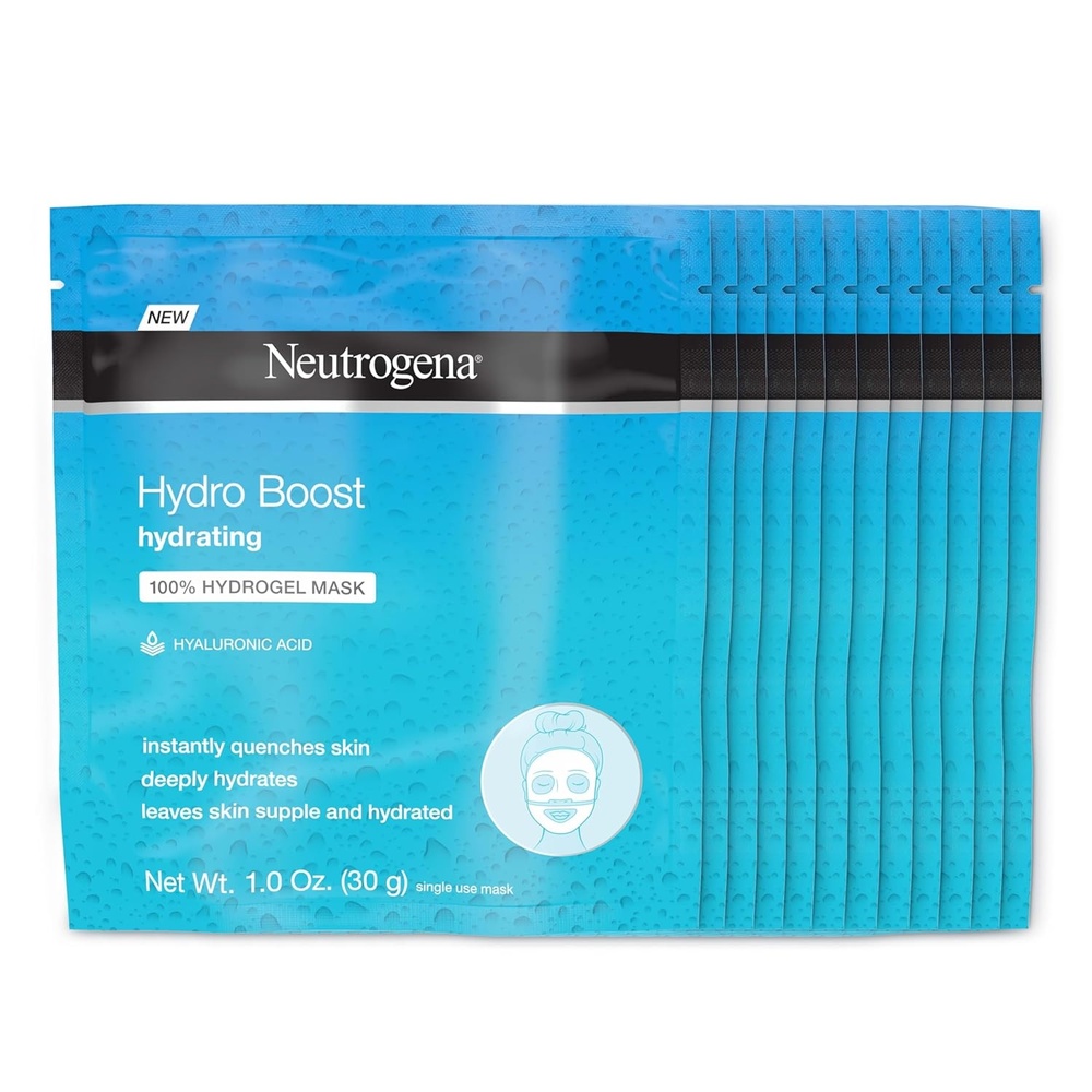 image:imageNeutrogena Hydro Boost Hydrating Face Mask 100 Hydrogel Sheet Moisturizing Instantly Quench Dry Skin Gentle Noncomedogenic Skin Care Mask 12 pack of 1 oz1 Ounce Pack of 12