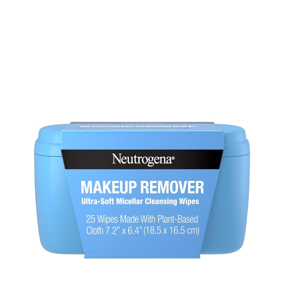 image:imageNeutrogena Makeup Remover Wipes Daily UltraSoft Micellar Cleansing Wipes Gently Remove Oil amp Makeup with No Heavy Residue formulated without alcohol amp Made with PlantBased Cloth 25 Ct with Case25 Count Pack of 1