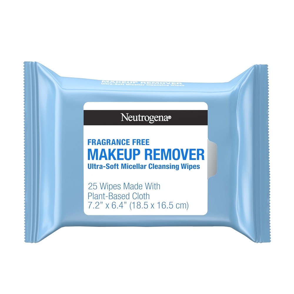 image:imageNeutrogena Makeup Remover Wipes for Face Daily FragranceFree Gently Removes Oil Dirt and Waterproof Makeup in a Simple Fully PlantBased Cloth 25 ct25 Count Pack of 1