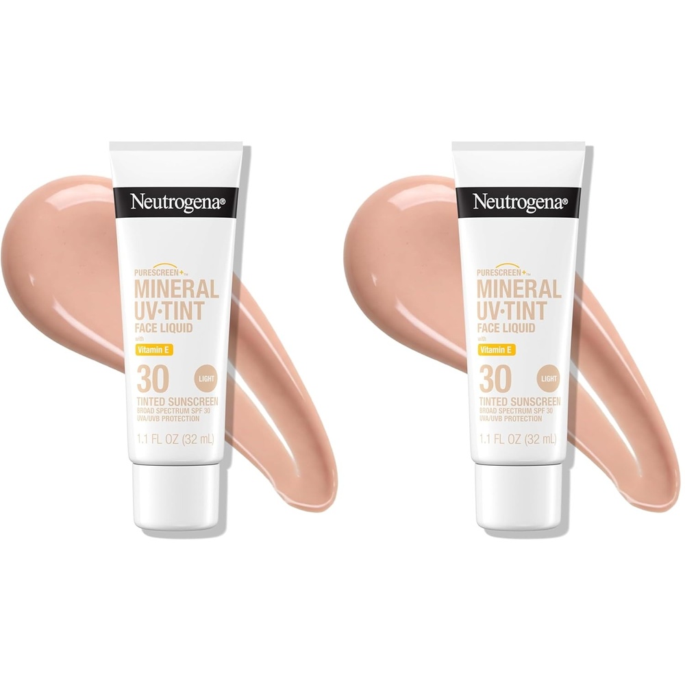 image:imageNeutrogena Purescreen Tinted Sunscreen for Face SPF 30 Broad Spectrum Mineral Sunscreen with Zinc Oxide amp Vitamin E Water Resistant Fragrance Free Light 11 fl oz11 Fl Oz Pack of 2