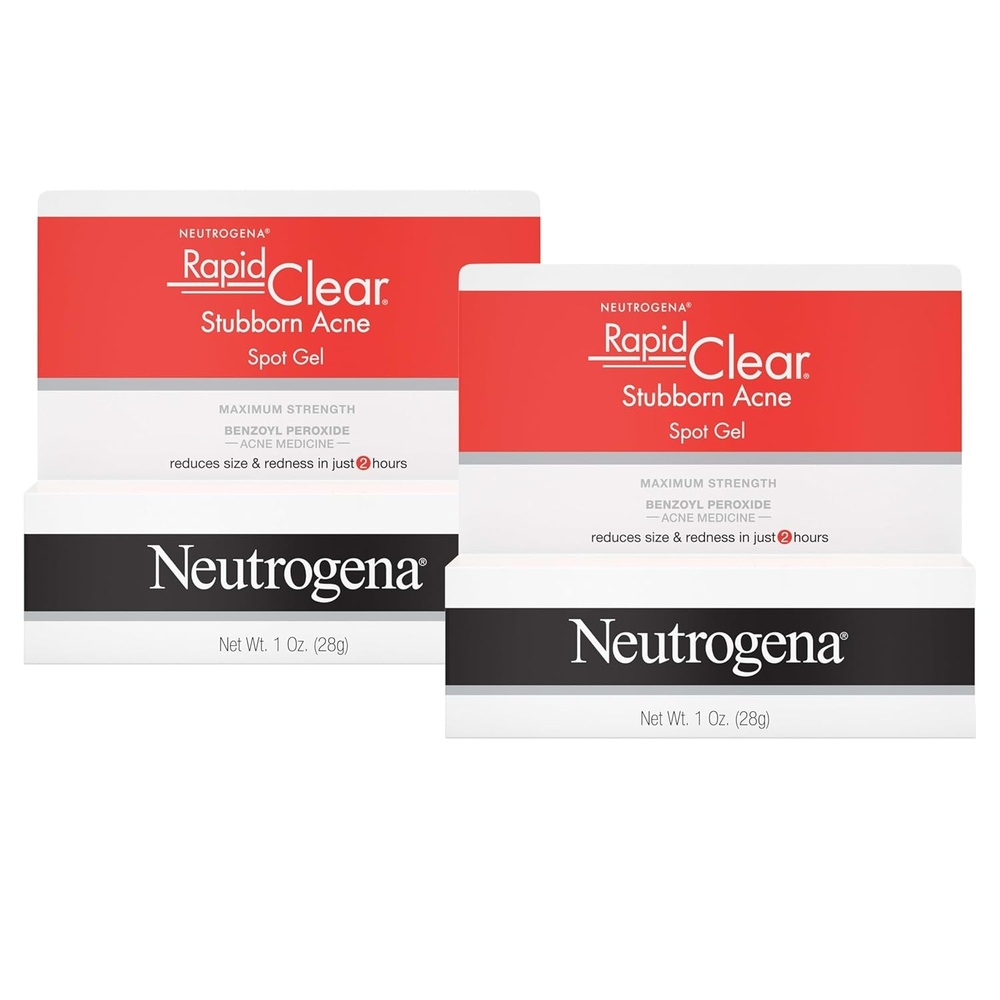 image:imageNeutrogena Rapid Clear Stubborn Acne Spot Treatment Gel with Maximum Strength 10 Benzoyl Peroxide Acne Treatment Medication Pimple Cream for Acne Prone Skin Care 1 oz 2 Pack