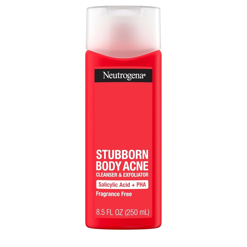 image:imageNeutrogena Salicylic Acid amp PHA Stubborn Acne Body Wash Exfoliating Cleanser Acne Treatment for Chest amp Shoulder Gently Clears Exfoliates amp Helps Prevent Breakouts Fragrance Free 85 Fl Oz85 Fl Oz Pack of 1
