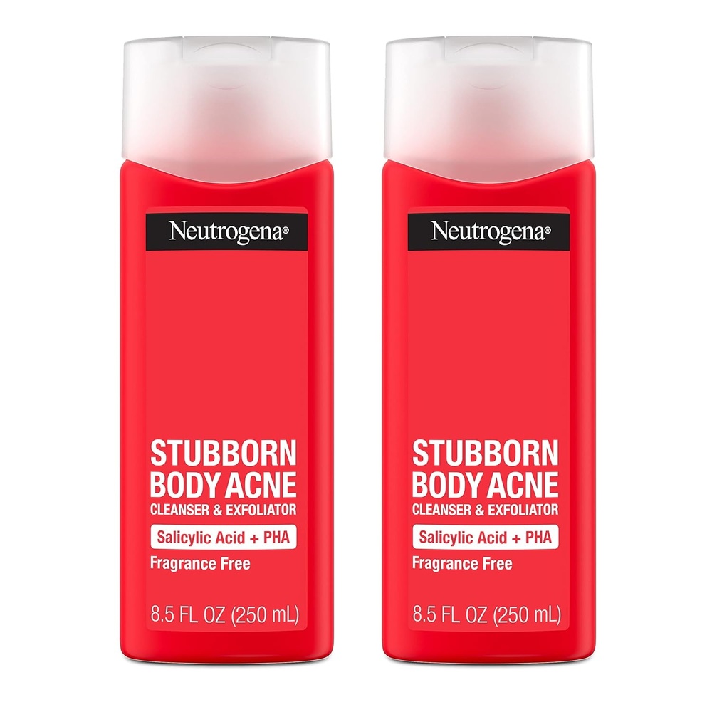 image:imageNeutrogena Salicylic Acid amp PHA Stubborn Acne Body Wash Exfoliating Cleanser Acne Treatment for Chest amp Shoulder Gently Clears Exfoliates amp Helps Prevent Breakouts Fragrance Free 85 Fl Oz85 Fl Oz Pack of 2