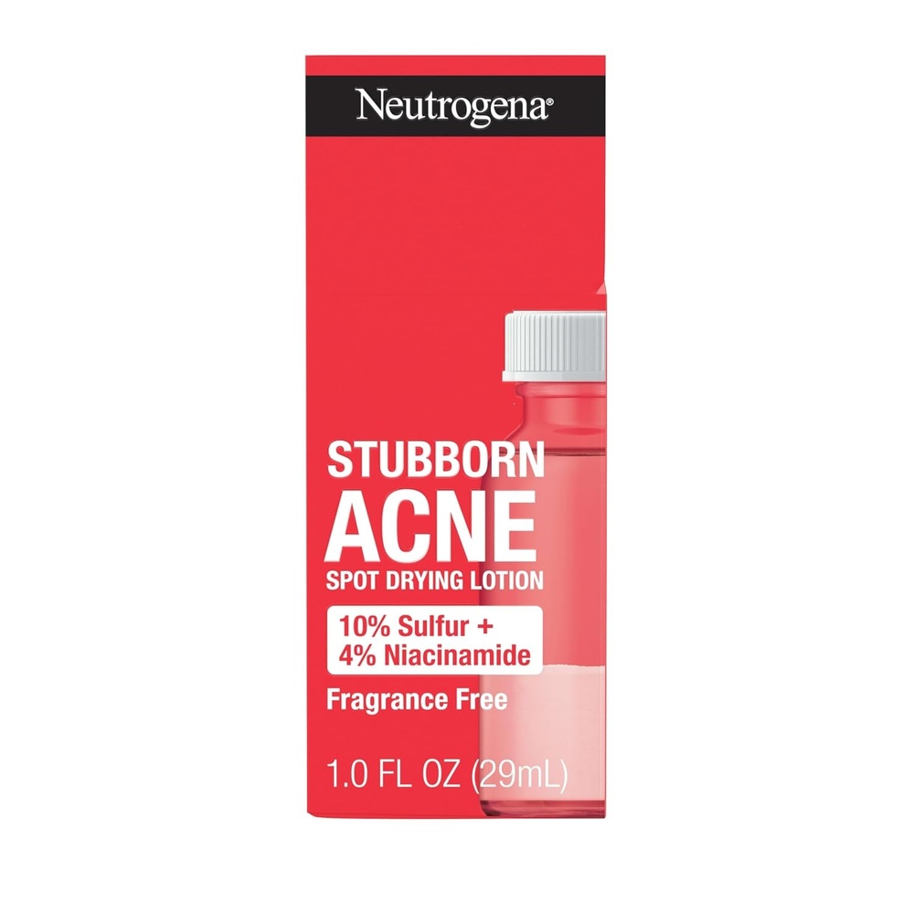 image:imageNeutrogena Stubborn Acne Spot Drying Lotion FragranceFree Sulfur Acne Treatment Clears Acne By Drying Up amp Shrinking Pimples Paraben amp OilFree 10 Sulfur amp 4 Niacinamide 10 fl oz