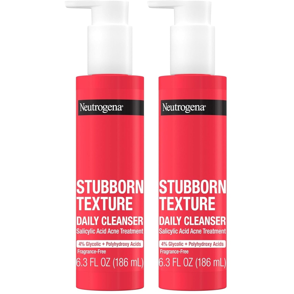 image:imageNeutrogena Stubborn Texture Daily Acne Facial Cleanser Salicylic Acid Face Wash Glycolic amp Polyhydroxy Acids FragranceFree 63 fl oz63 Fl Oz Pack of 2