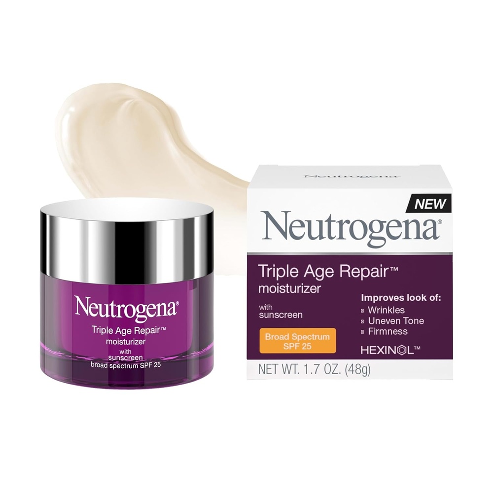 image:imageNeutrogena Triple Age Repair Face Moisturizer SPF 25 AntiAging Cream with Hexinol Technology Vitamin C Glycerin and Shea Butter to Help Reduce Wrinkles 17 fl oz17 Ounce Pack of 1